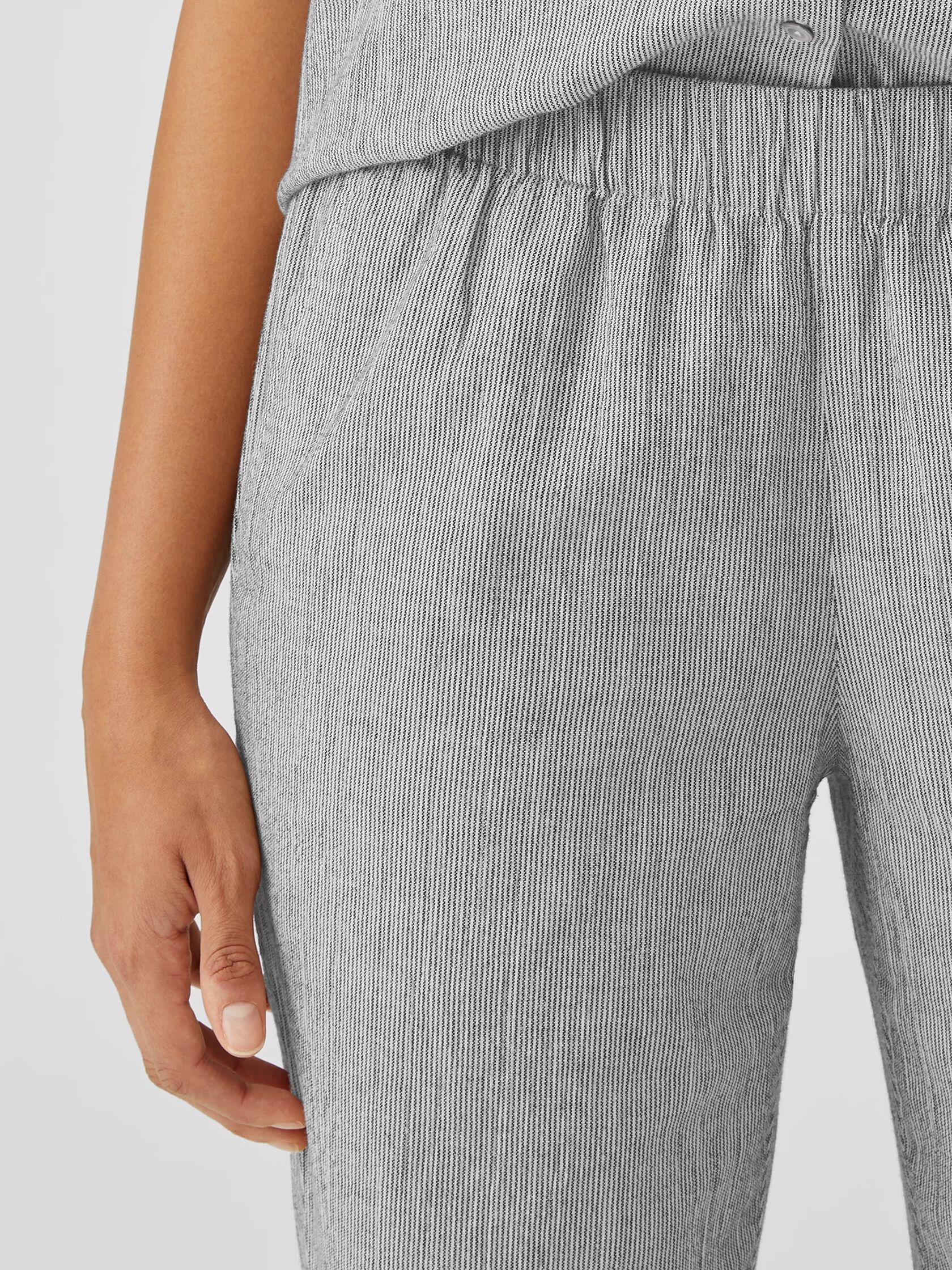 Organic Cotton Linen Ticking Stripe Tapered Pant