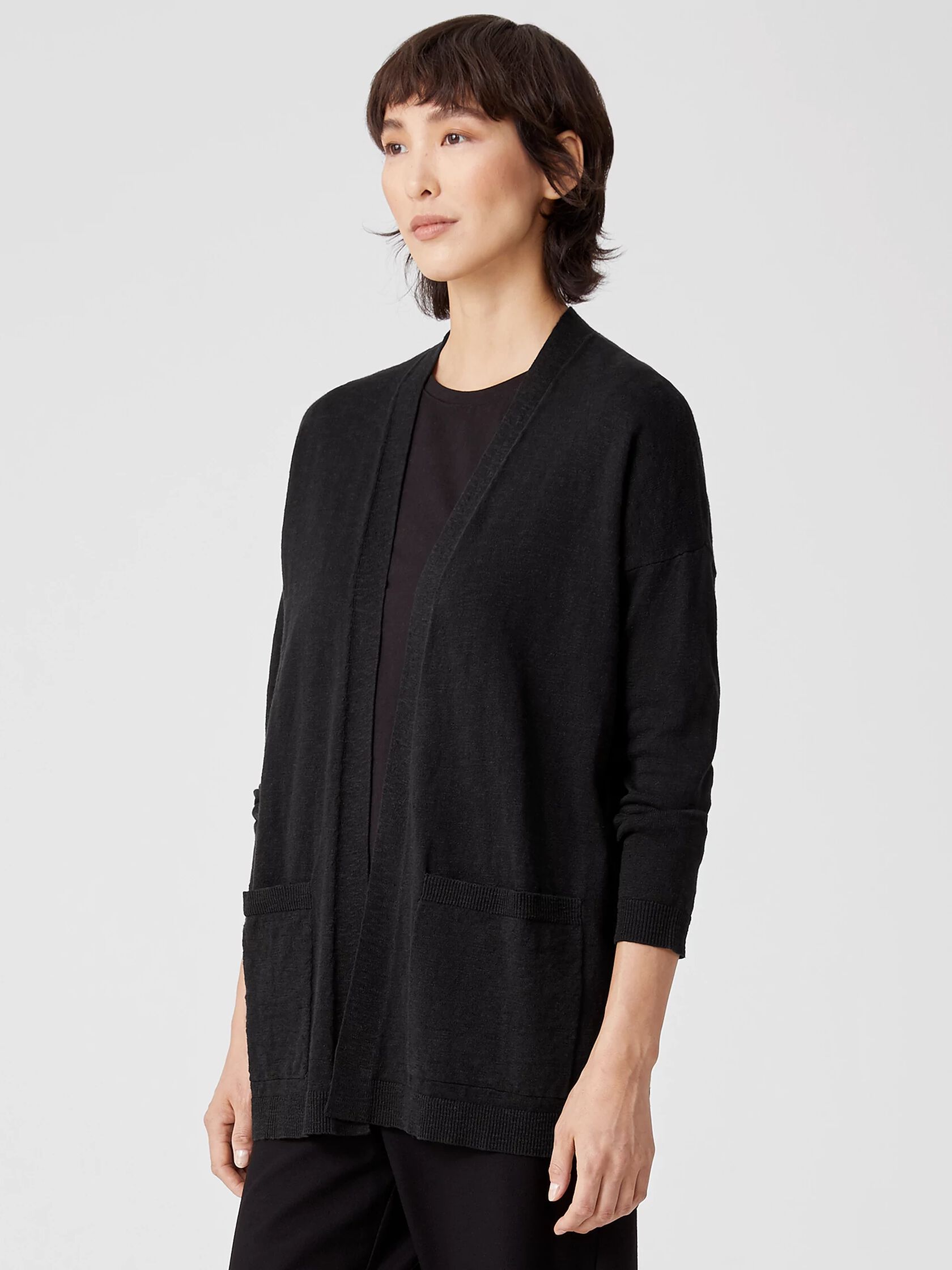 Organic Cotton Linen Slub High Collar Cardigan