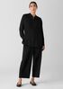 Silk Georgette Crepe Band Collar Shirt