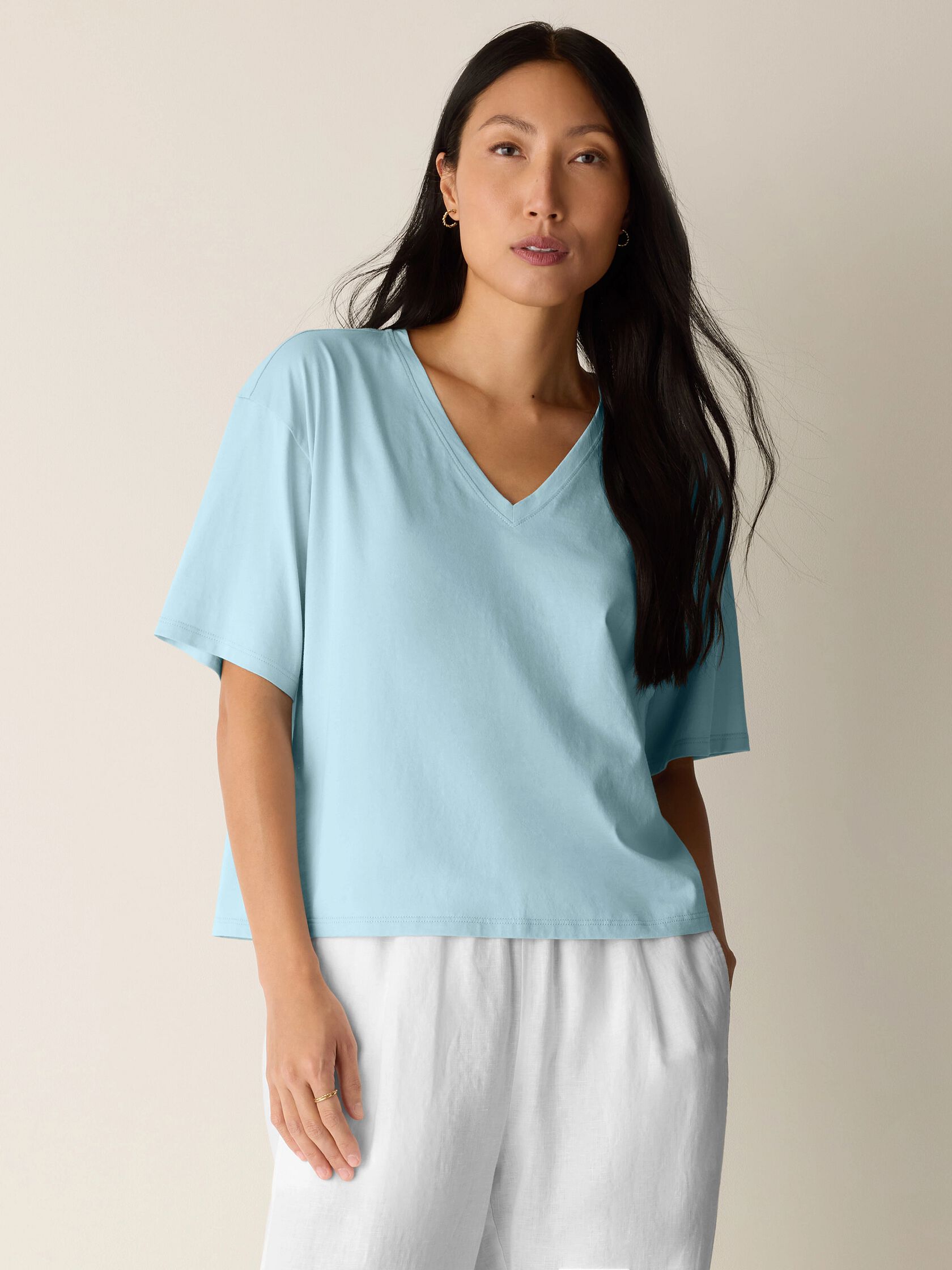 Organic Pima Cotton Jersey V-Neck Tee