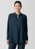 Silk Georgette Crepe Band Collar Shirt