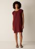 Puckered Organic Linen Stripe Jewel Neck Dress