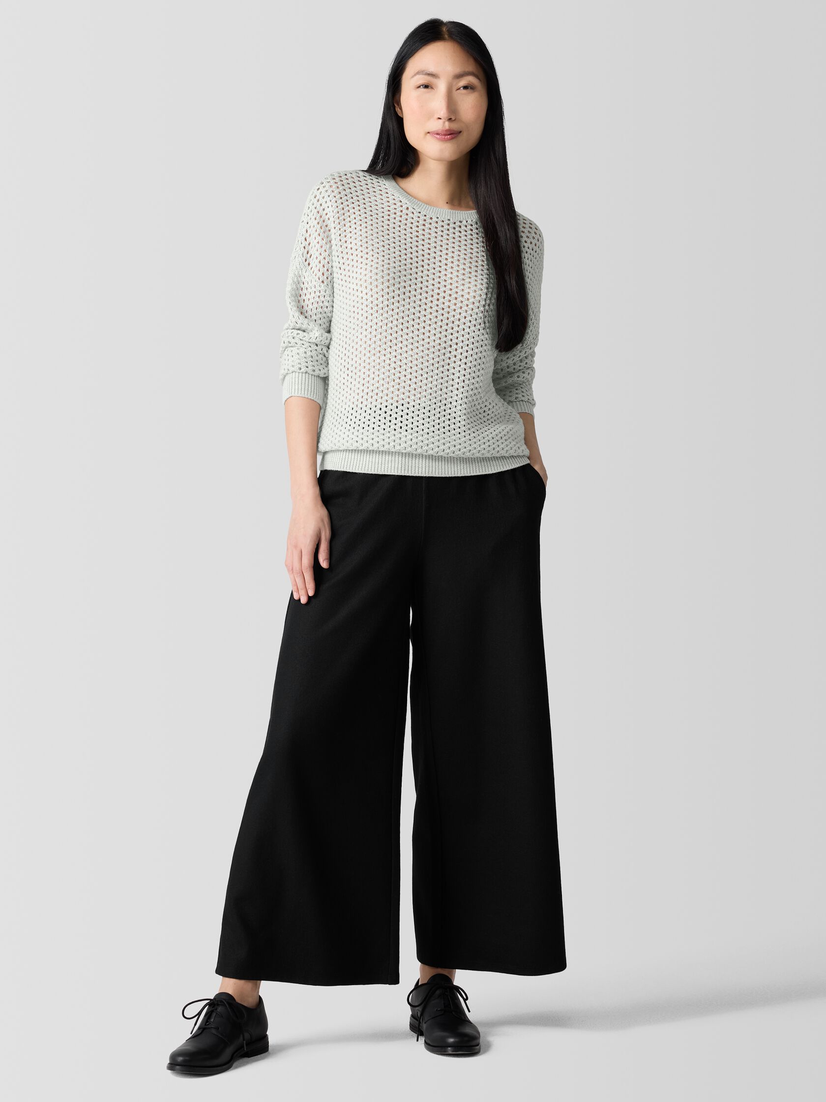 Felted Wool Jersey Wide-Leg Pant in Regenerative Wool