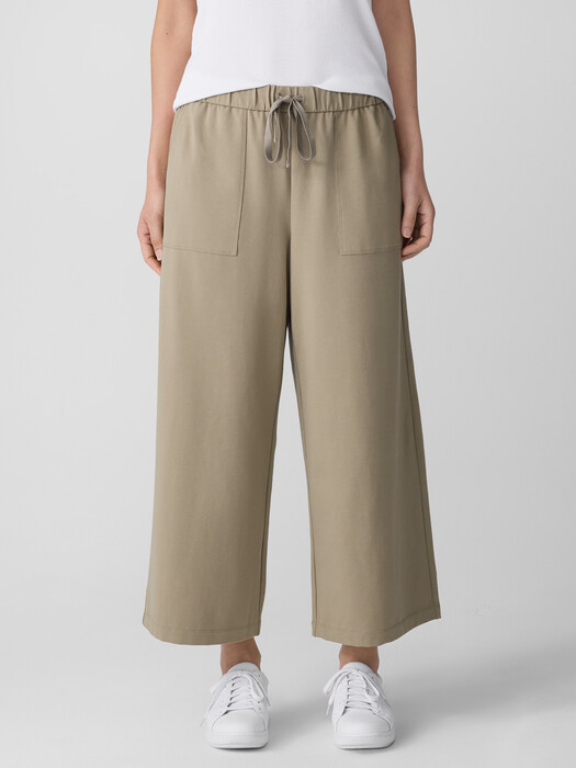 Pima Cotton Stretch Jersey Wide-Leg Pant