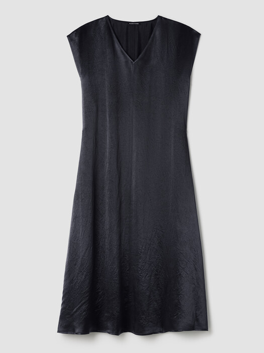 Textured Satin V-Neck Dress EILEEN FISHER - Main Image