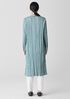 Crushed Silk Band Collar Long Shirt