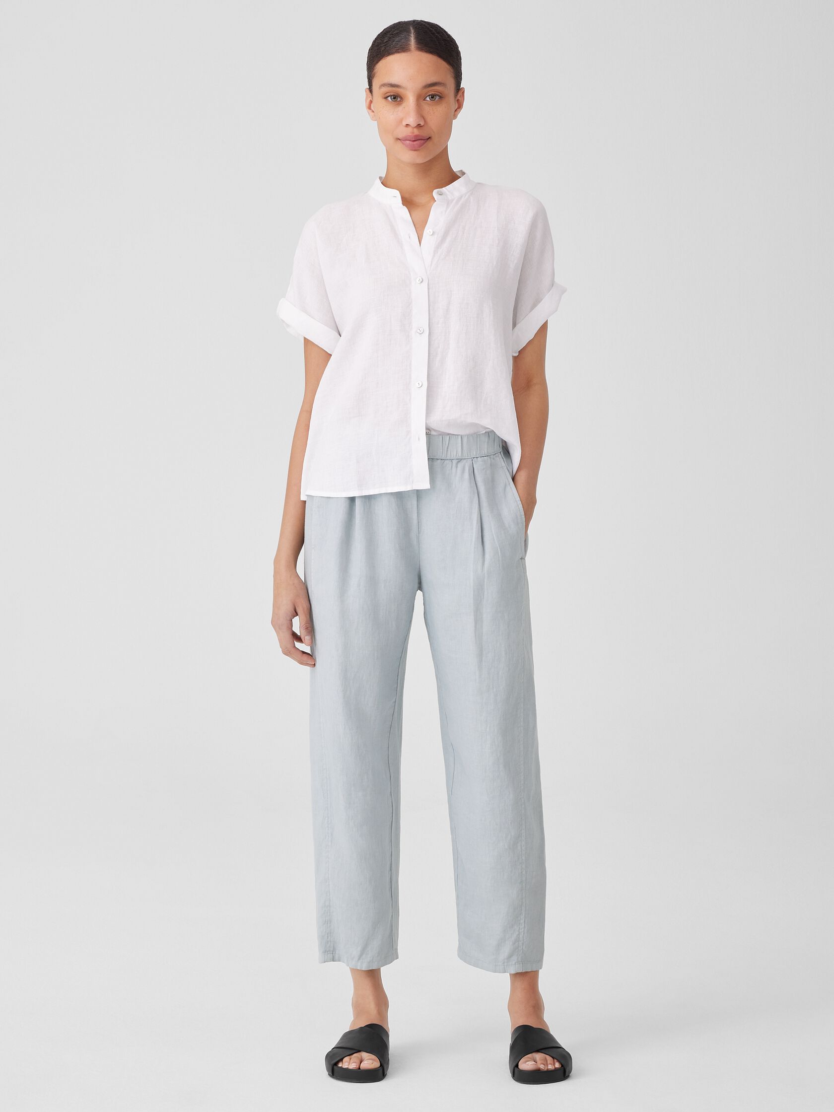 Garment-Dyed Organic Linen Lantern Pant