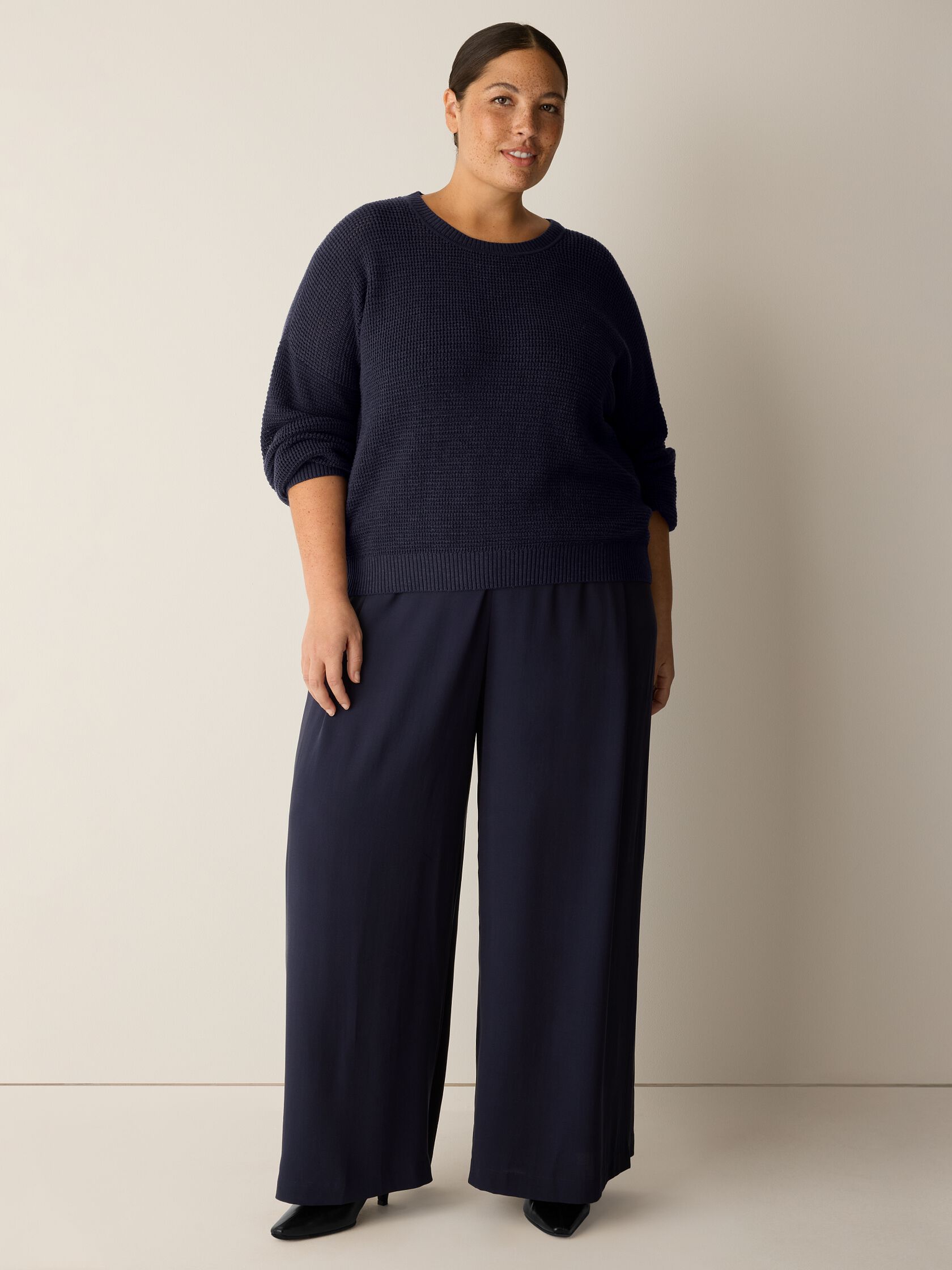 Peruvian Cotton Blend Crew Neck Top