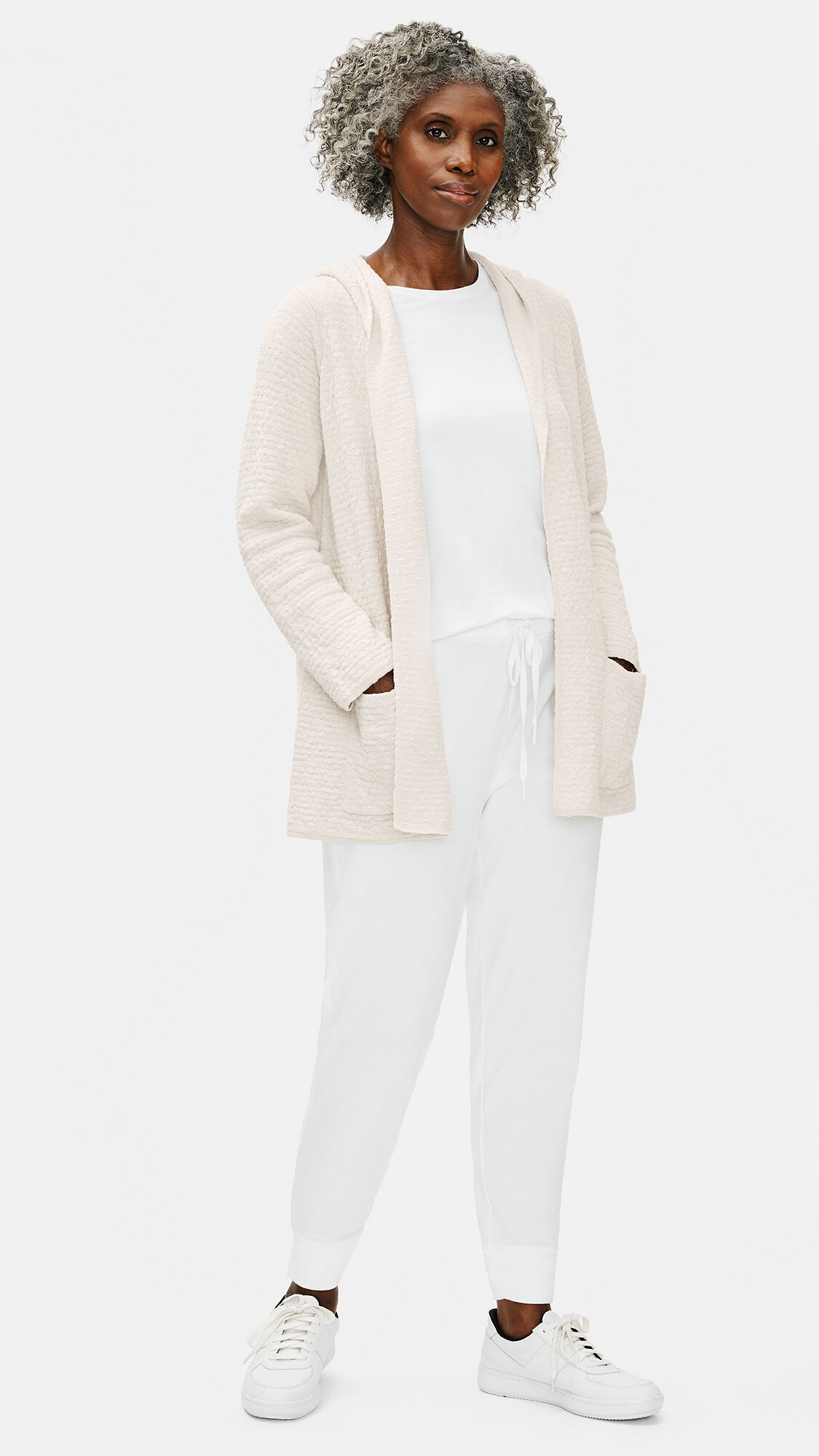 Organic Cotton Linen Slub Hooded Cardigan