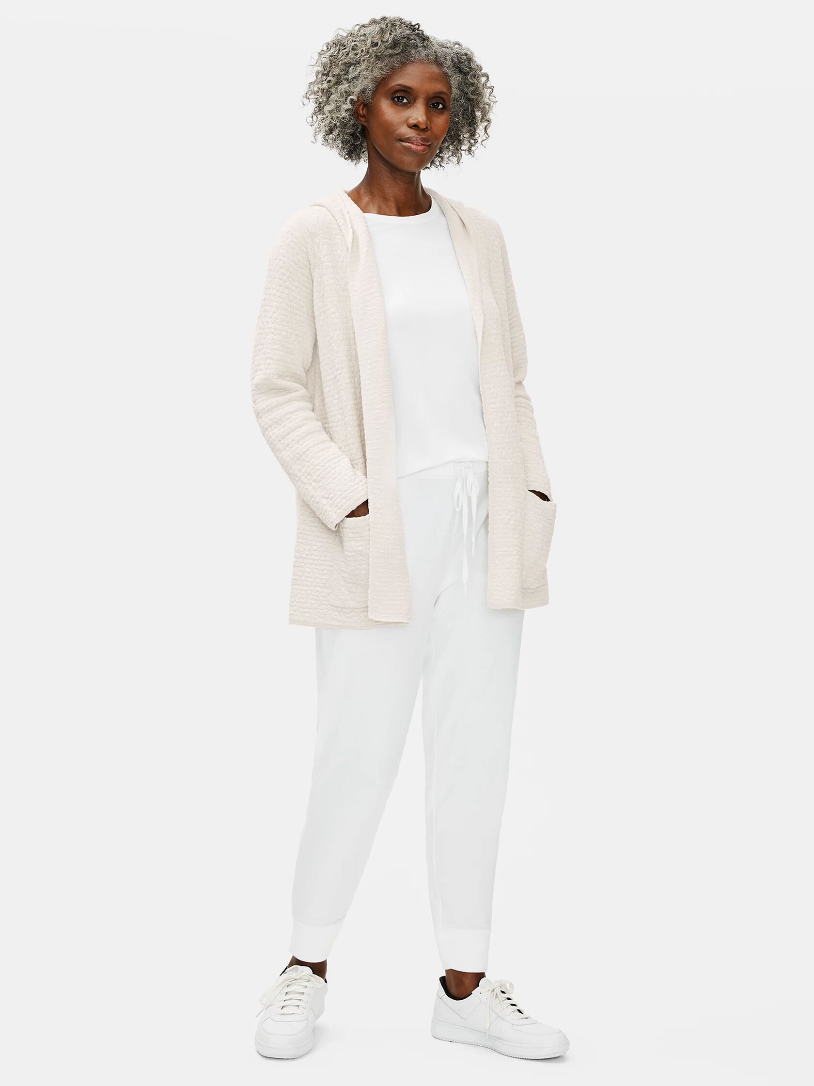 Organic Cotton Linen Slub Hooded Cardigan