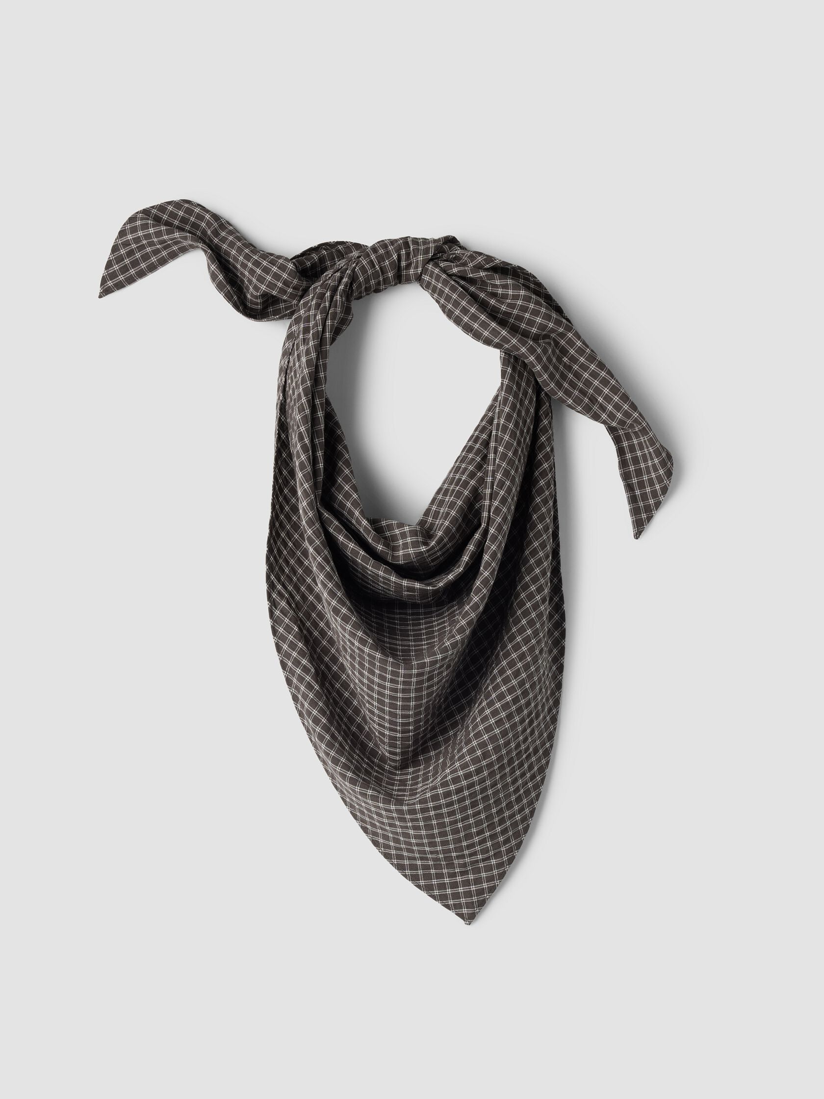 Windowpane Crinkle Weave Triangle Scarf