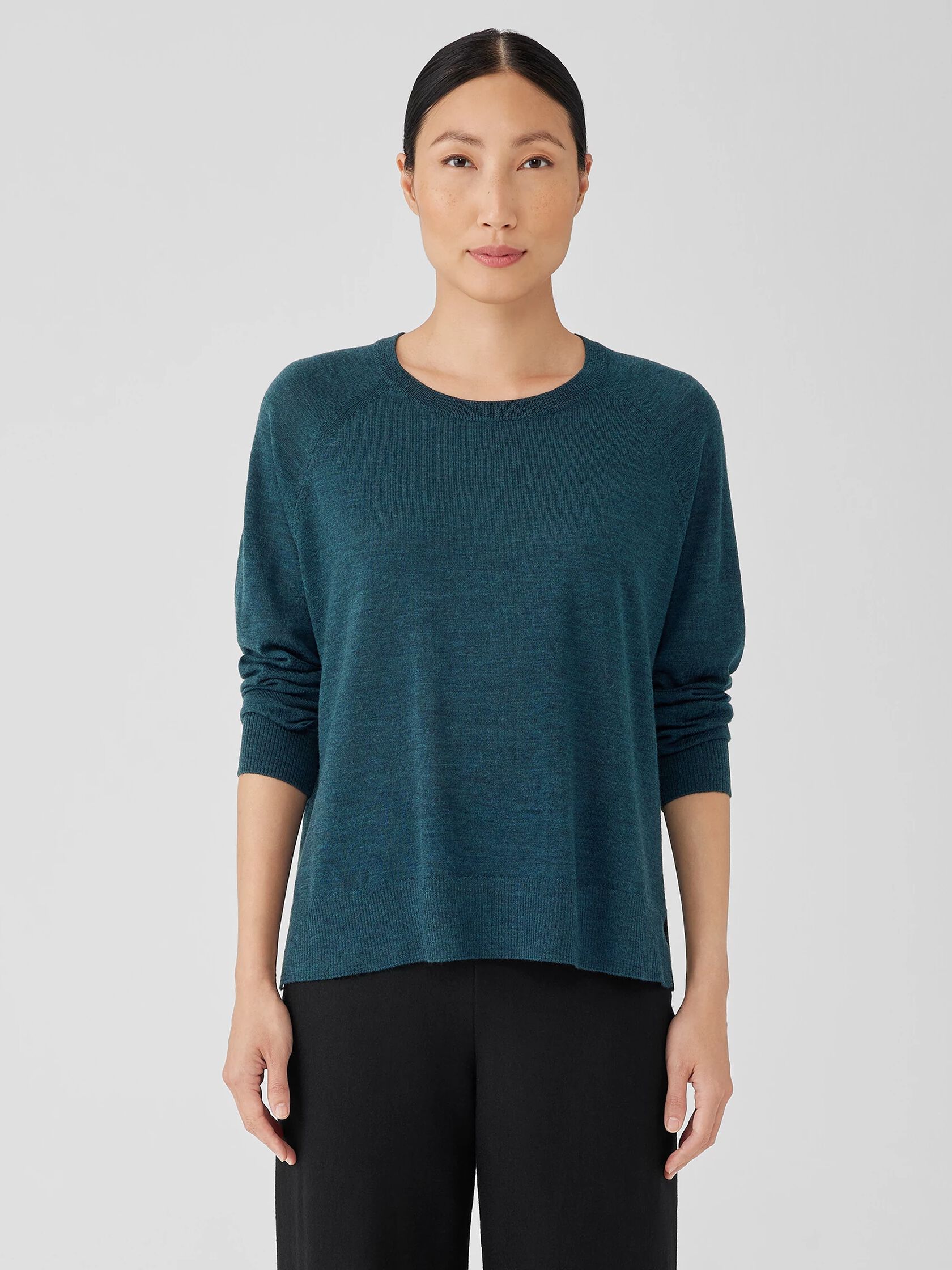 Fine Merino Jersey Crew Neck Top in Regenerative Wool