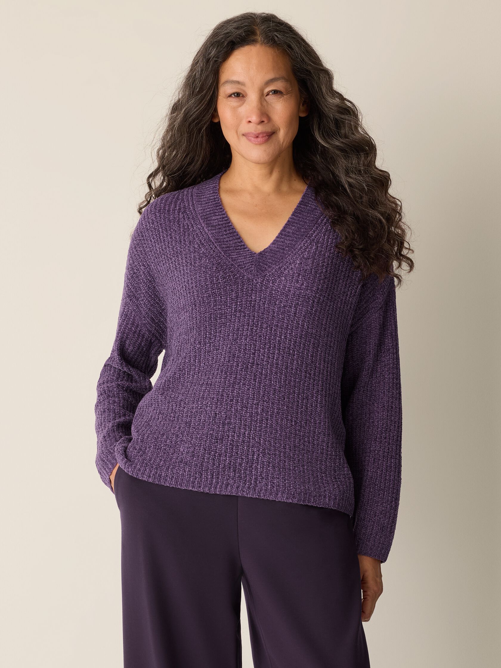 Chenille Blend V-Neck Top