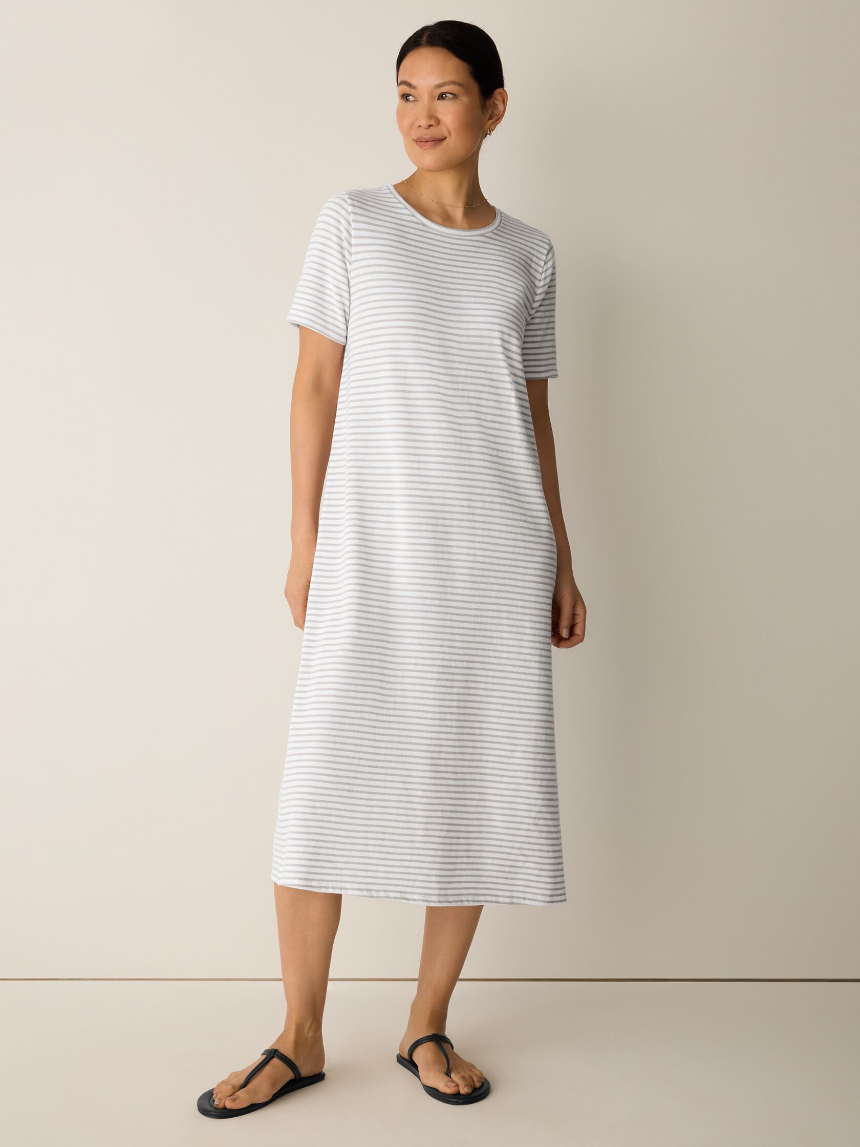 Striped Organic Cotton Slub Tee Dress