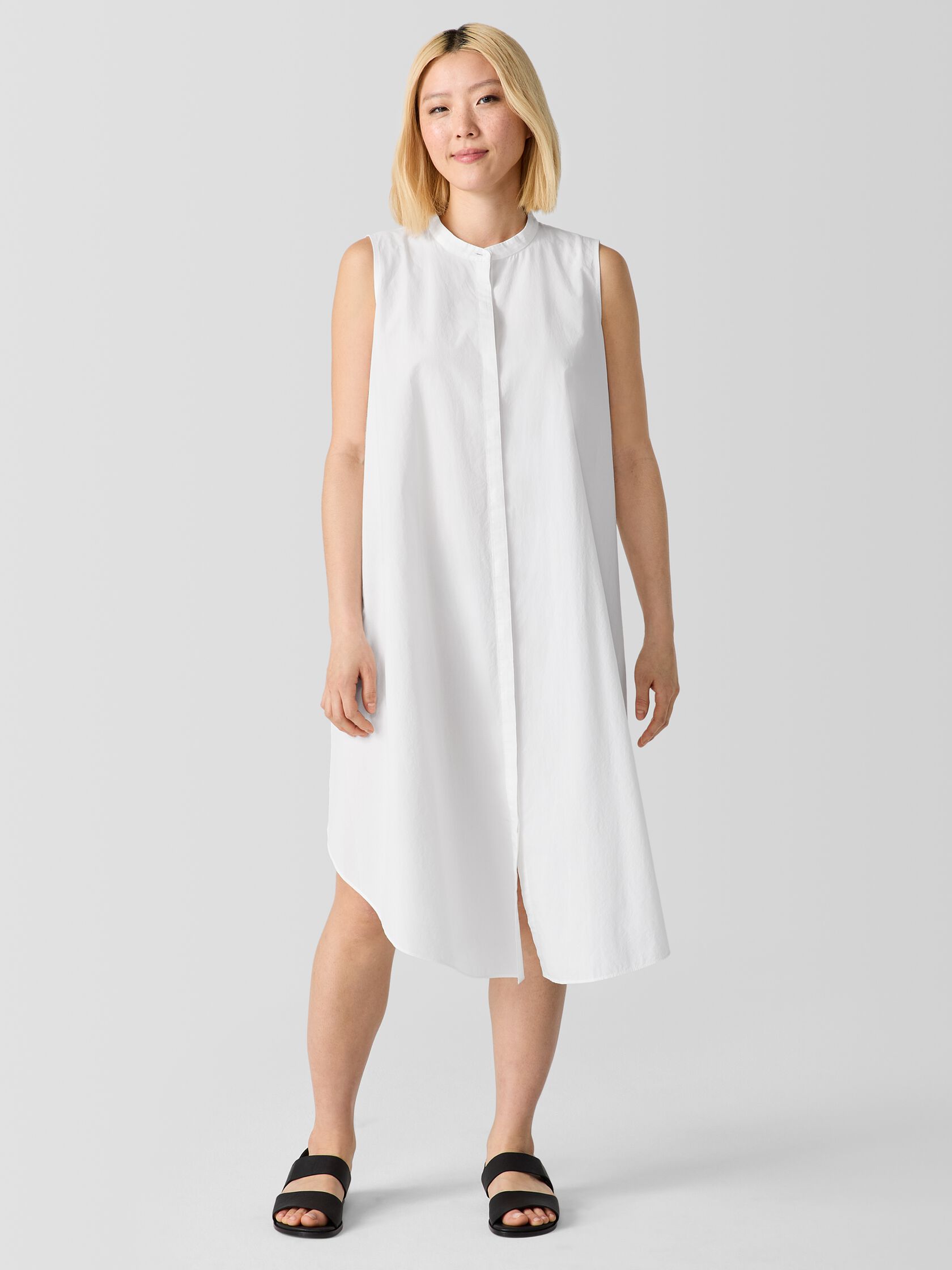 Washed Organic Cotton Poplin Sleeveless Dress