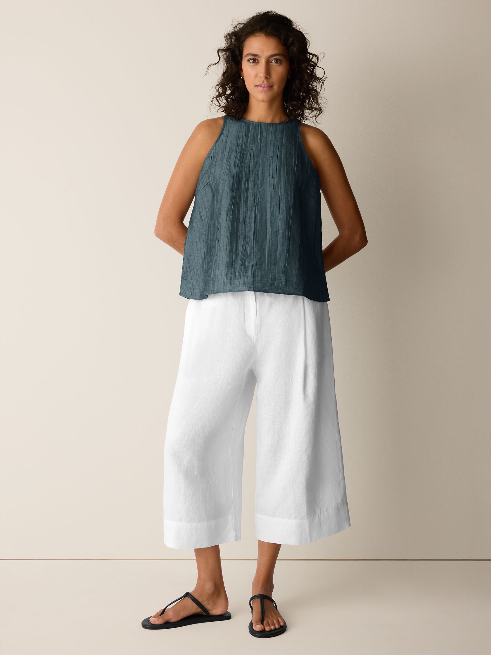 Linen Sheen Halter Neck Top