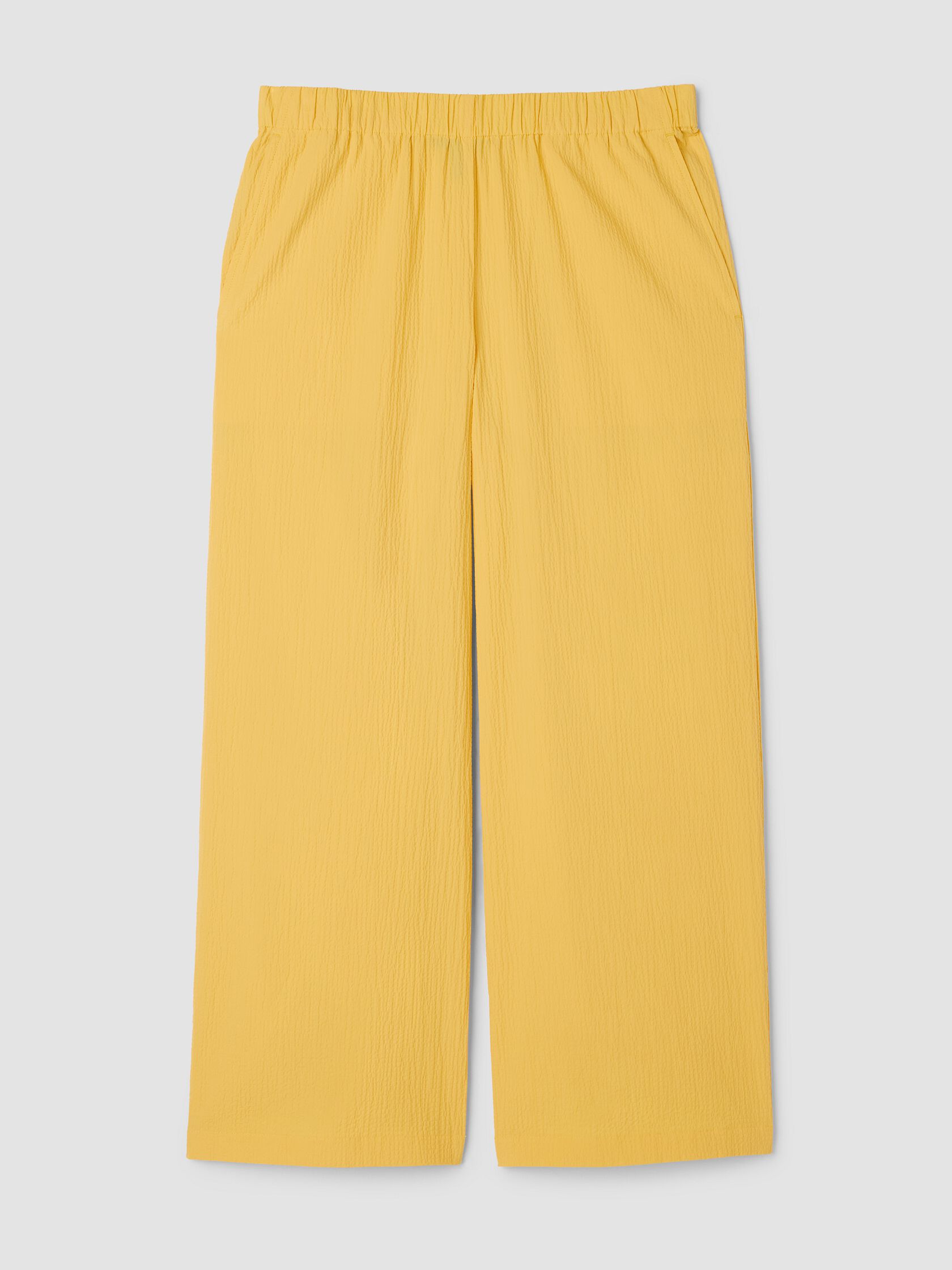 Organic Cotton Pucker Wide-Leg Pant