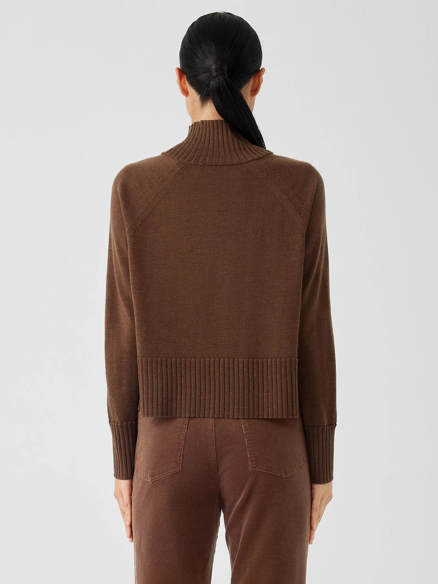 Merino Jersey Turtleneck Top in Regenerative Wool