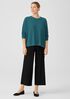 Linen Crepe Stretch Crew Neck Top