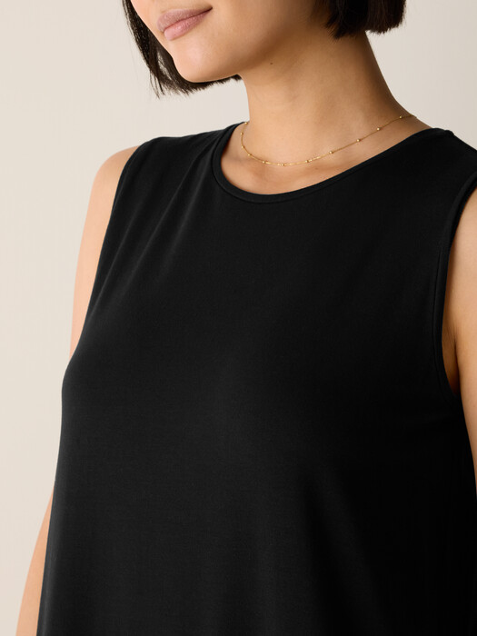 Eileen Fisher Women's Stretch Jersey Knit Round-Neck Dress - Black - L Eileen Fisher Women's Stretch Jersey Knit Round-Neck Dress - Black - L