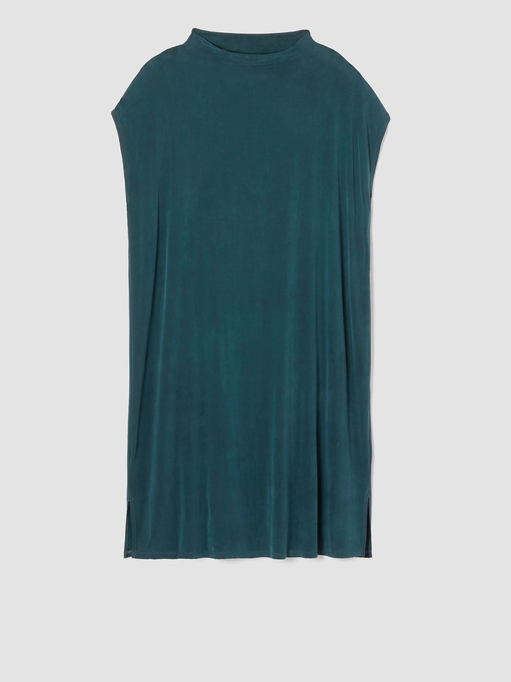Sueded Cupro Knit Funnel Neck Dress