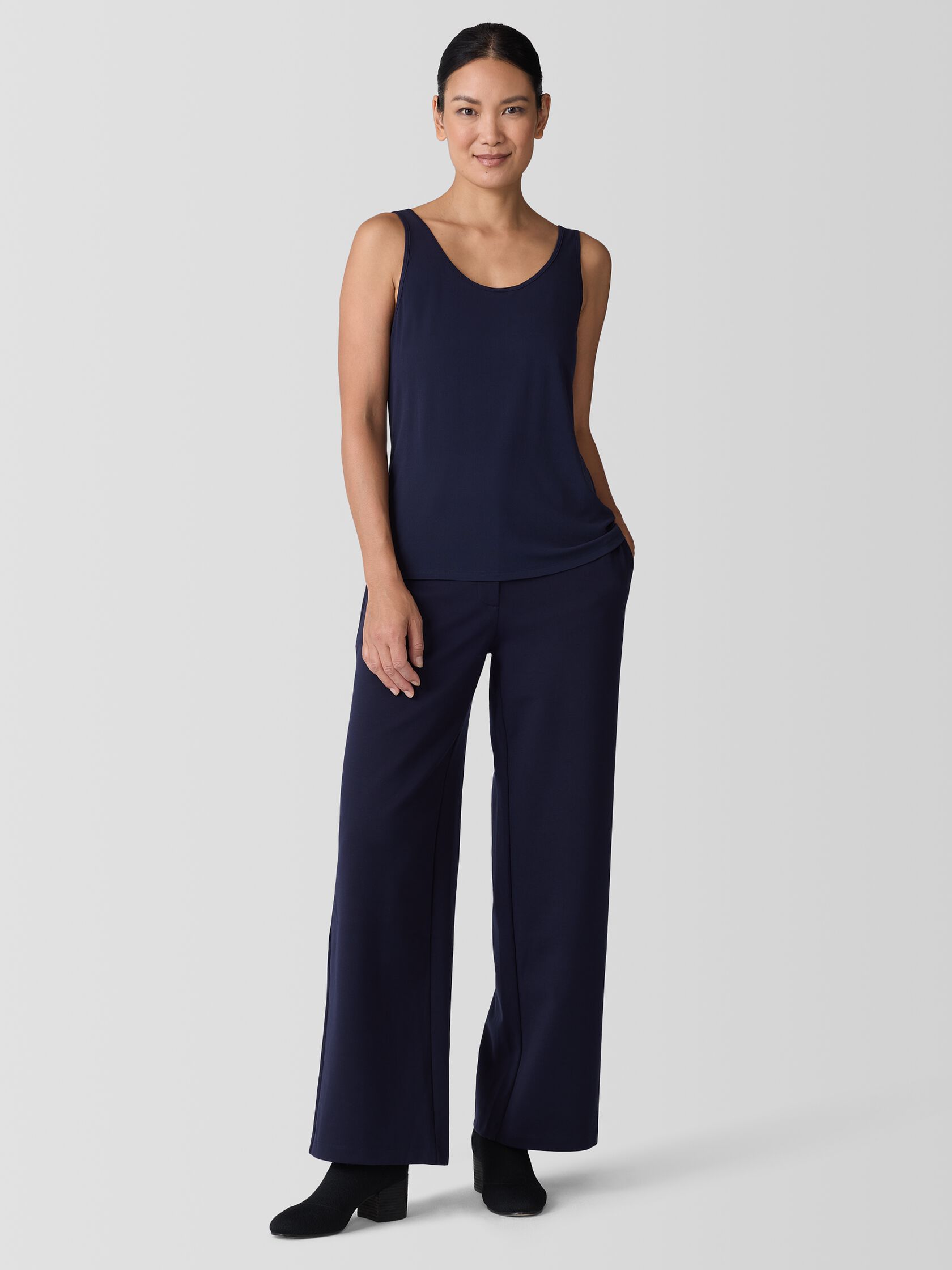 Stretch Silk Jersey Scoop Neck Tank
