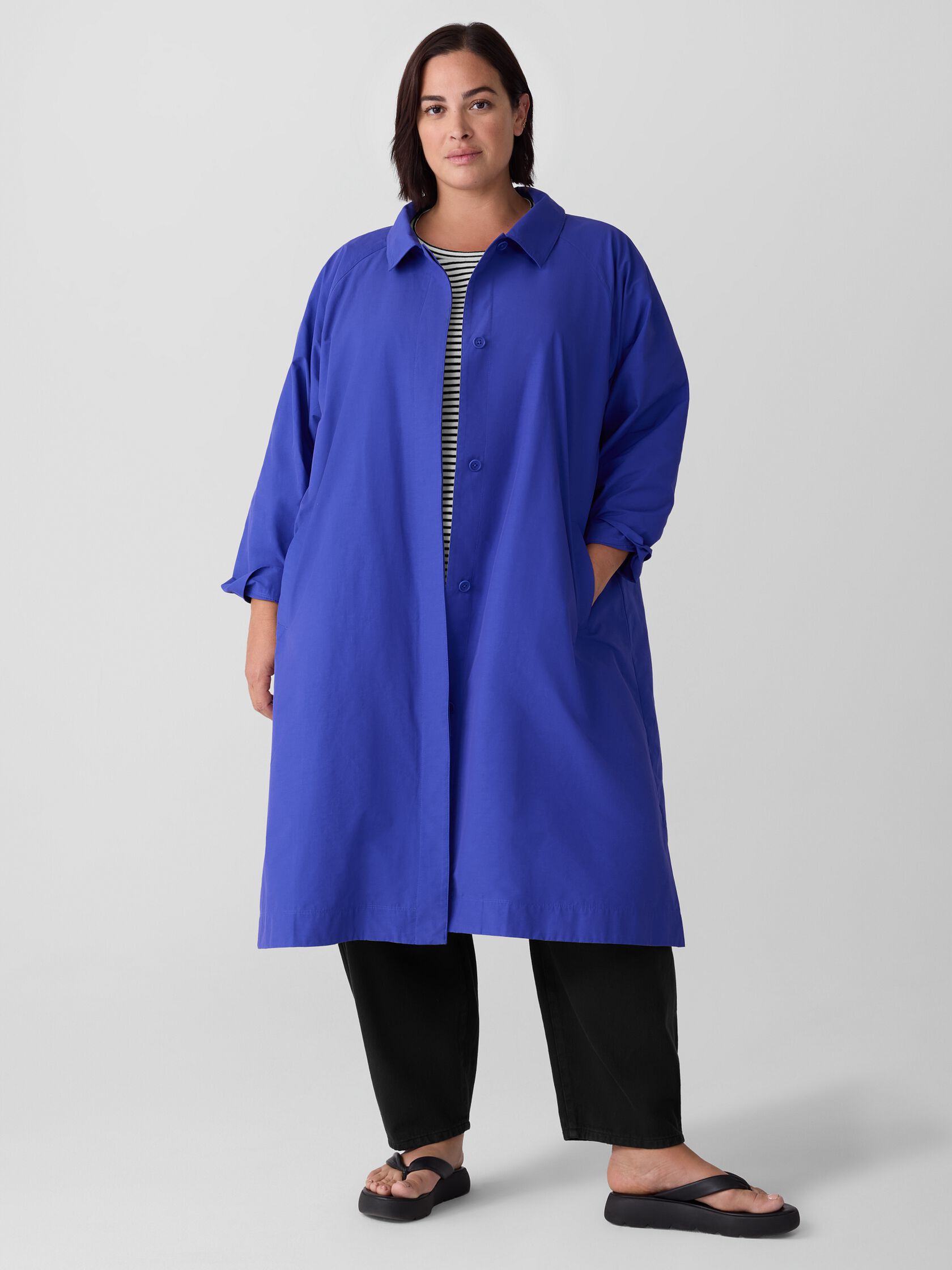 Light Cotton Nylon Classic Collar Coat