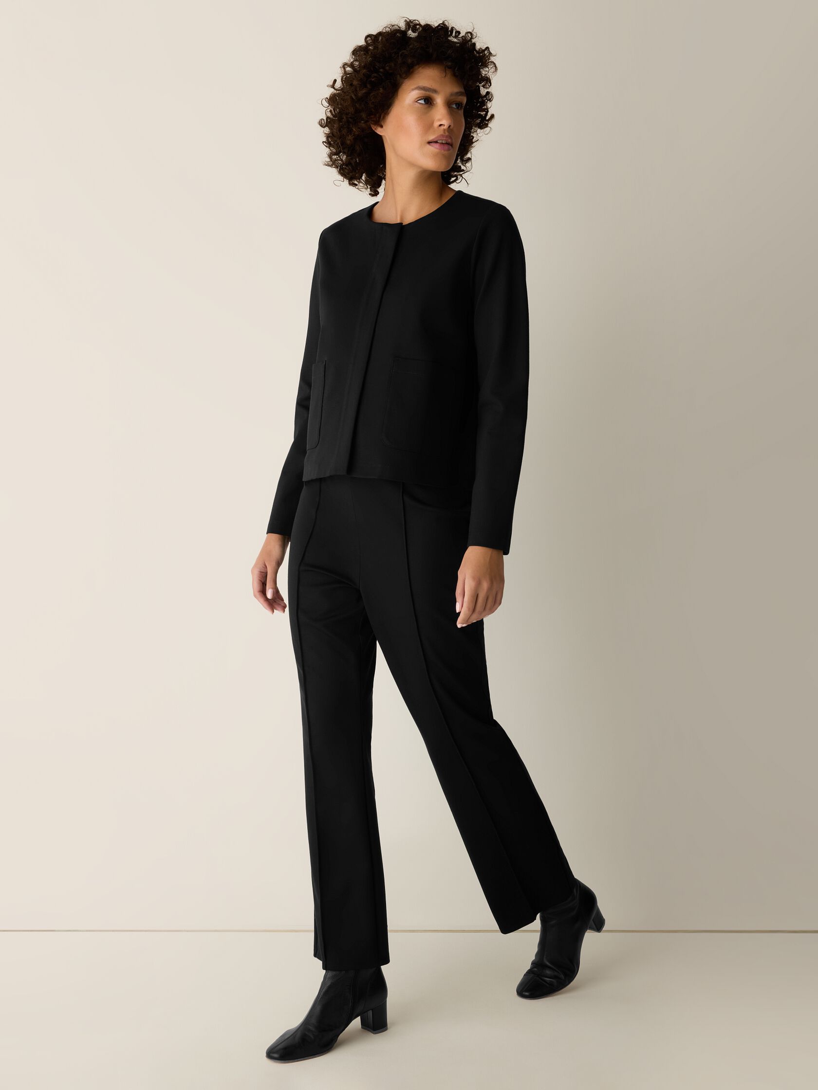 Washable Flex Ponte Round Neck Jacket