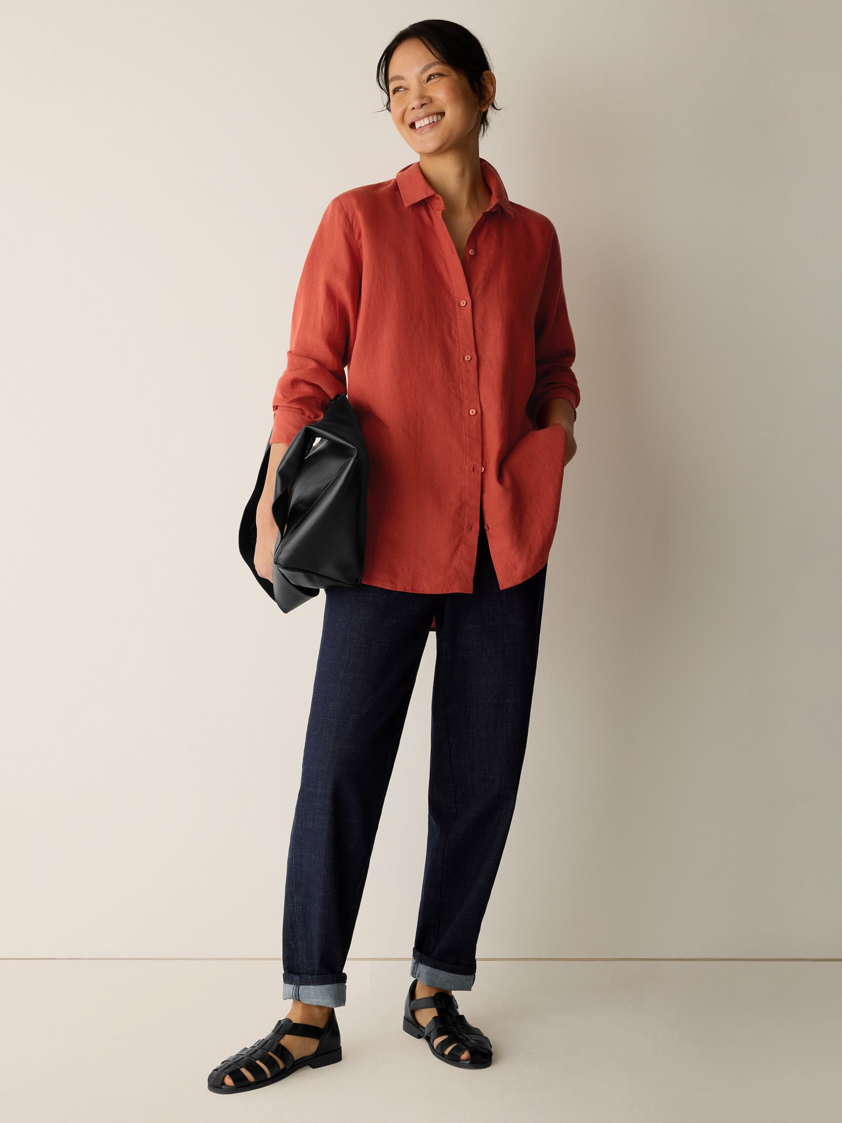 Organic Handkerchief Linen Classic Collar Shirt