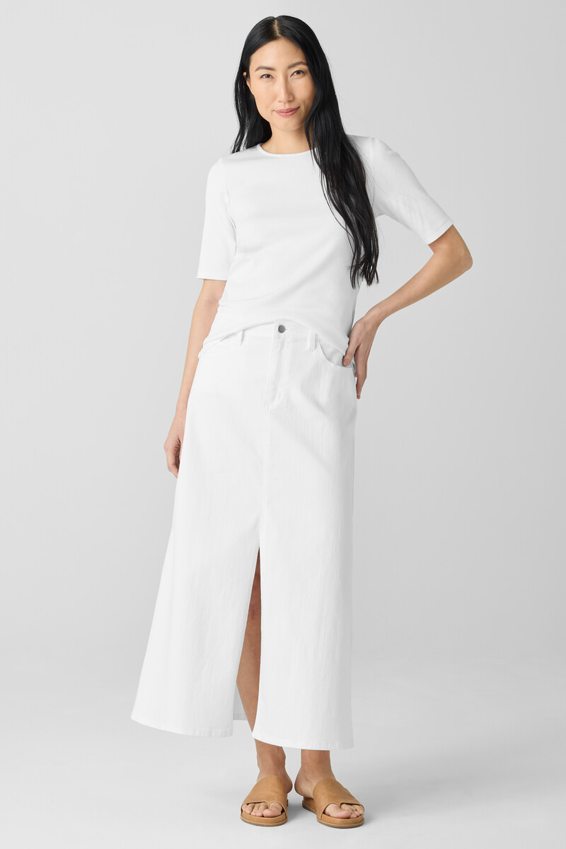 Garment-Dyed Organic Cotton Denim A-Line Skirt Garment-Dyed Organic Cotton Denim A-Line Skirt
