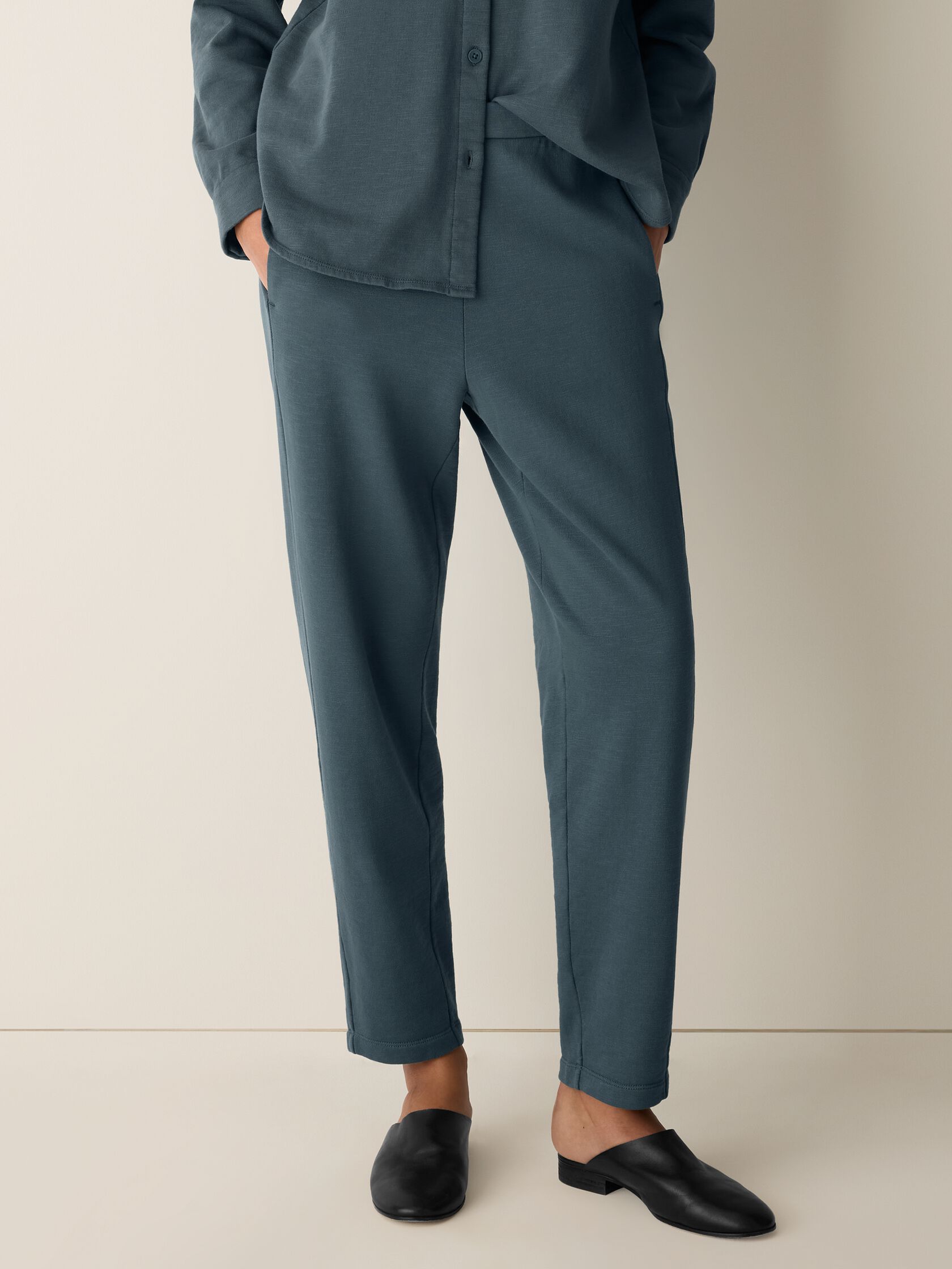 Garment-Dyed Organic Cotton Terry Slouchy Pant