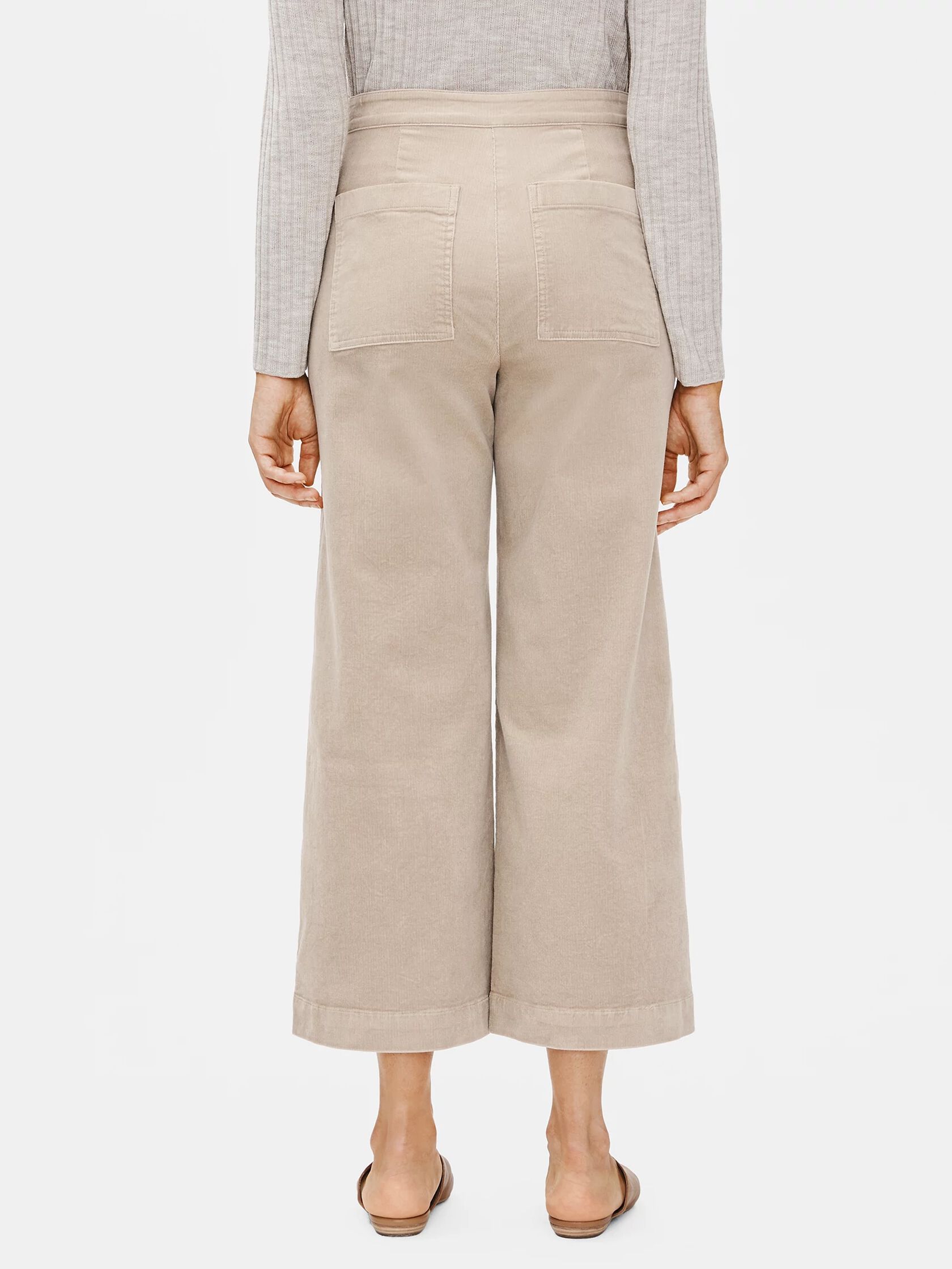 Cotton Corduroy Wide-Leg Ankle Pant
