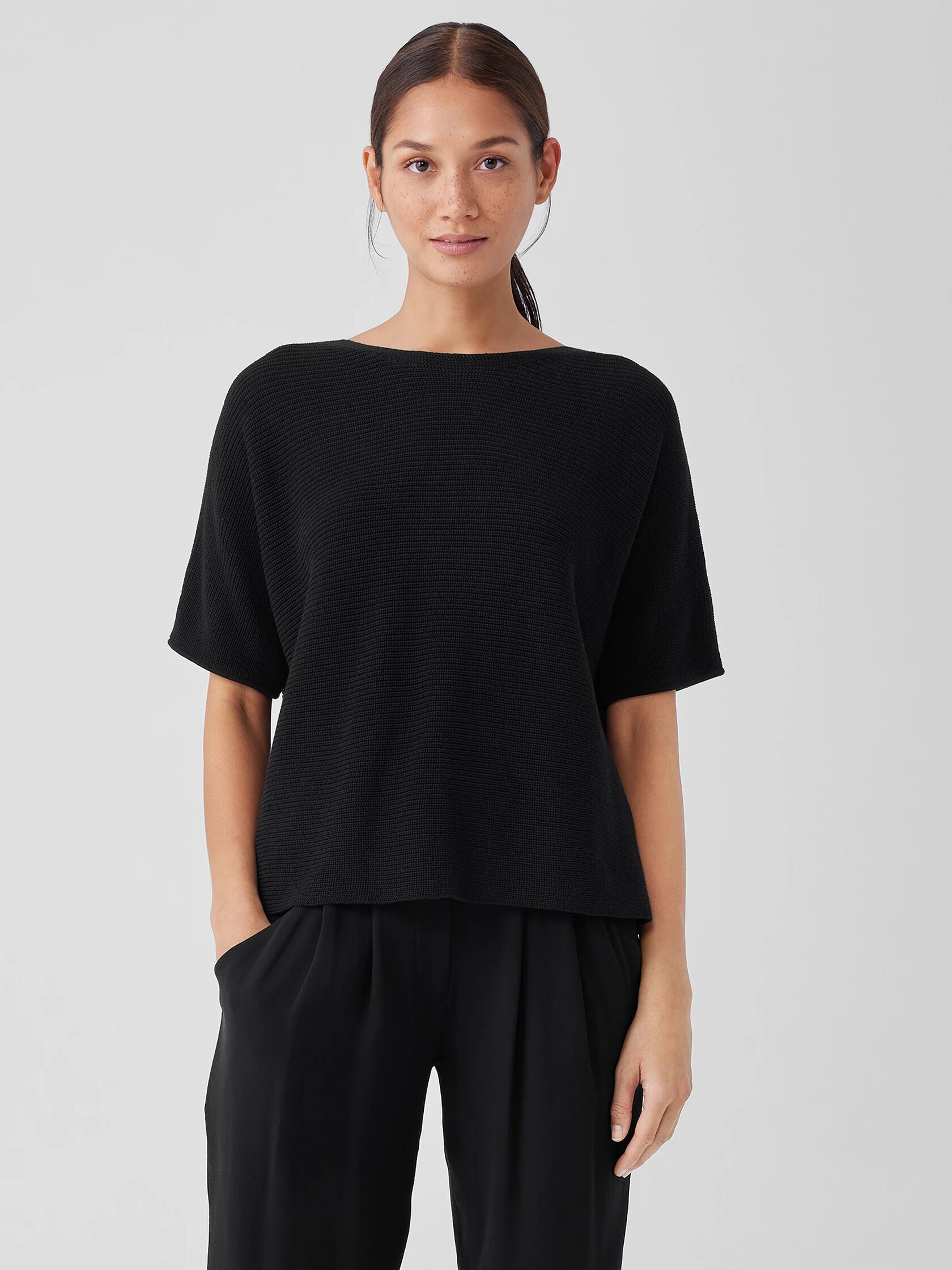 Peruvian Organic Cotton Crepe Bateau Neck Top