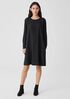 Silk Georgette Crepe Crew Neck Dress
