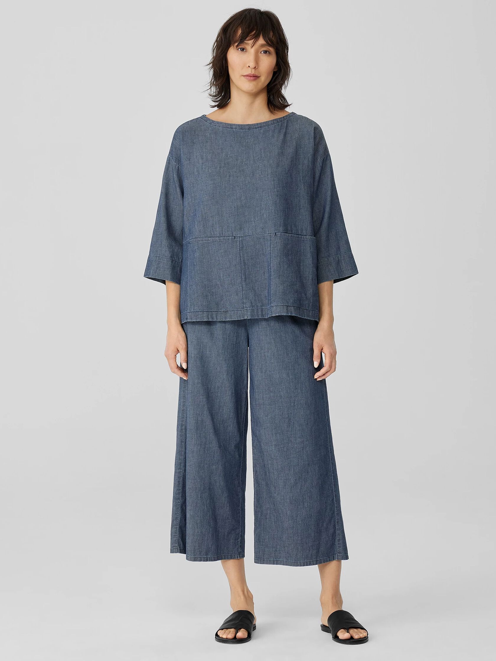 Airy Organic Cotton Twill Bateau Neck Top