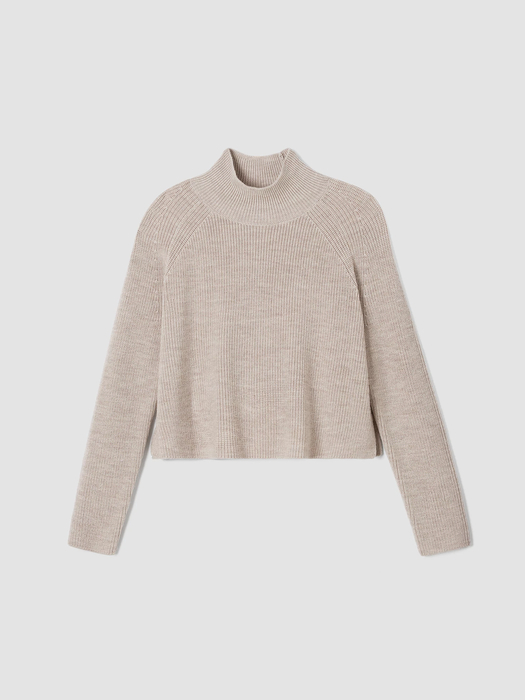 Merino Cropped Turtleneck Top in Regenerative Wool