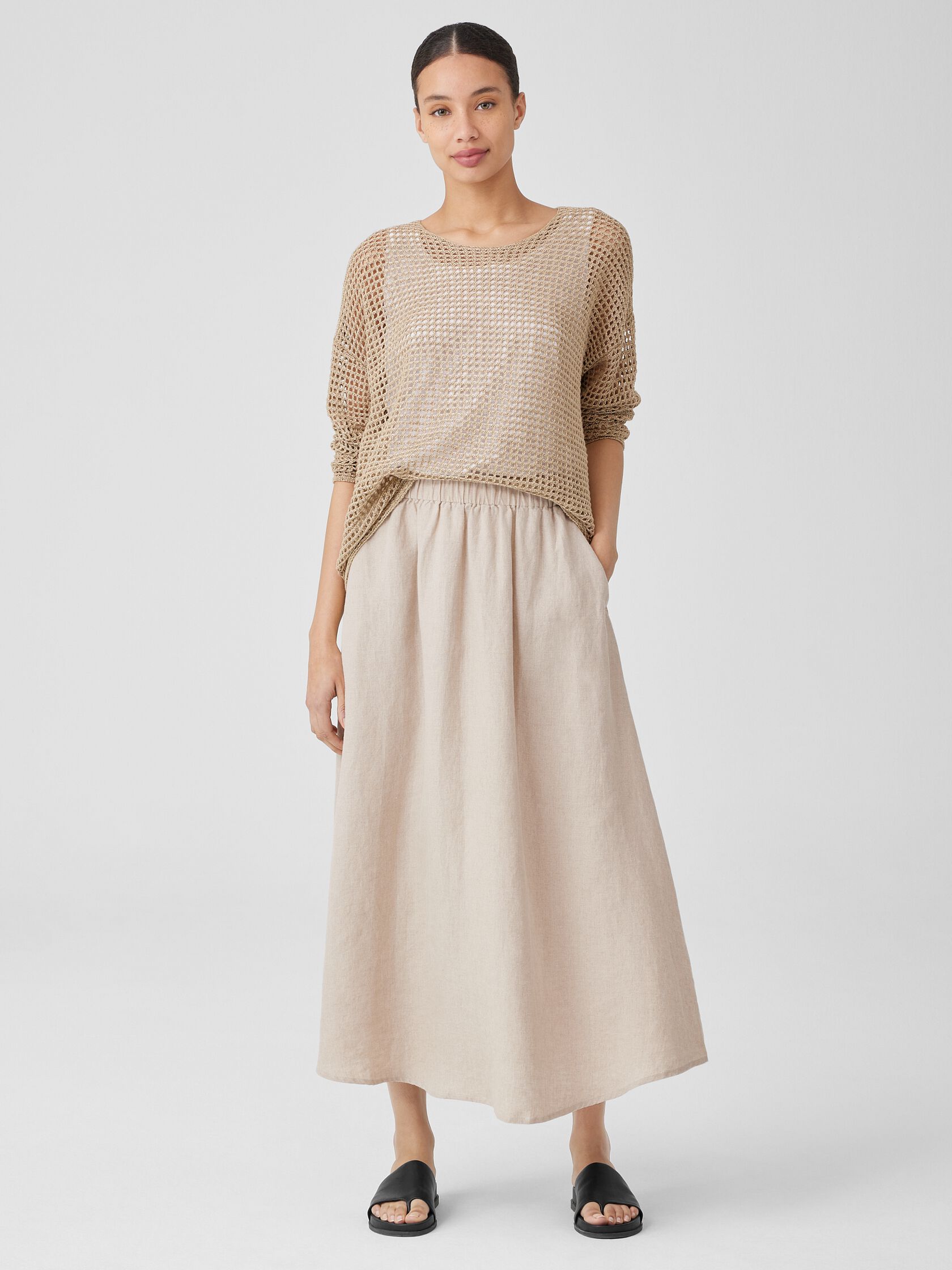 Organic Linen Délavé Round Neck Top