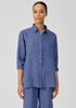 Washed Organic Linen Delave Classic Collar Shirt