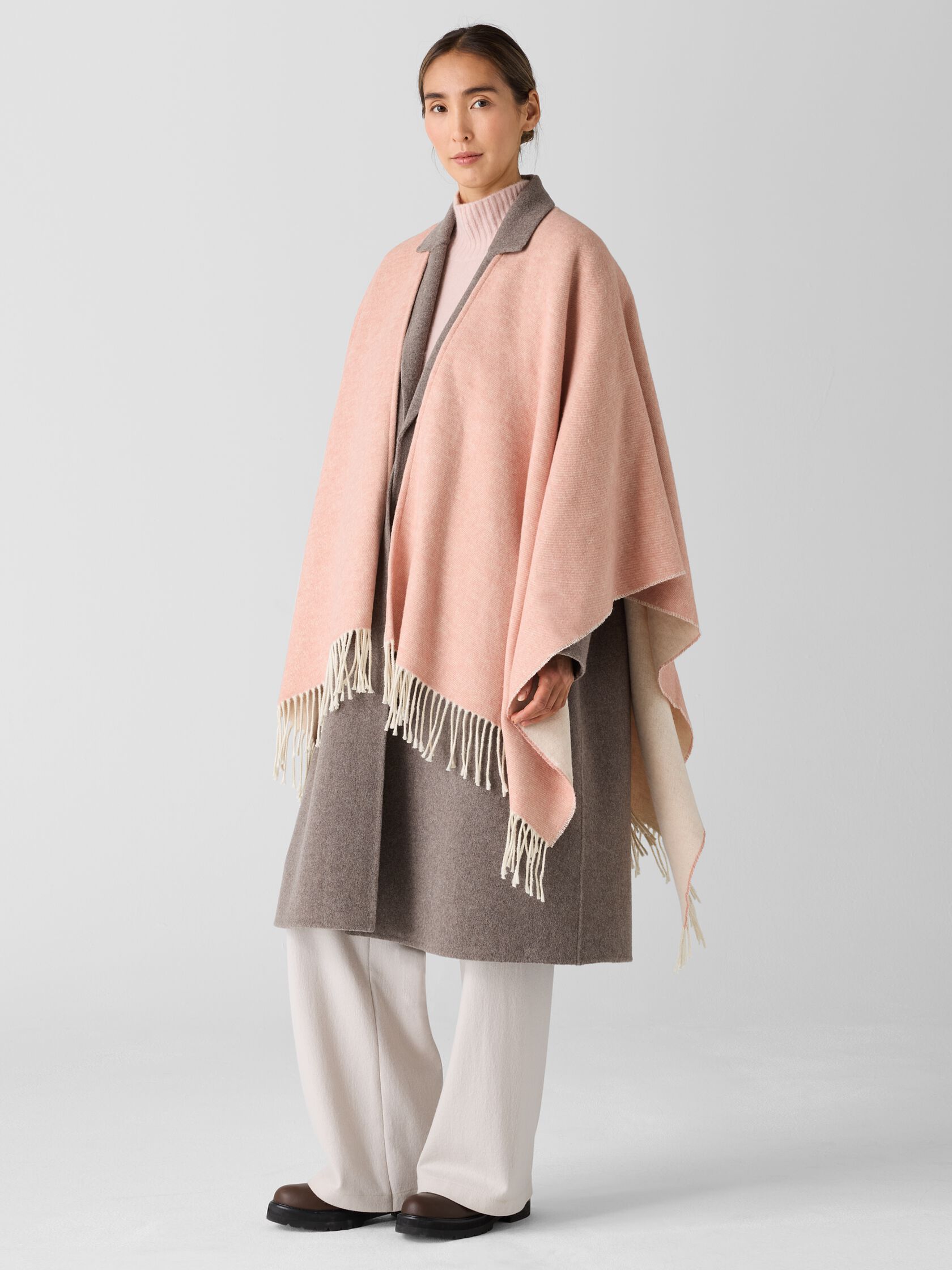 Brushed Recycled Cotton Cashmere Poncho