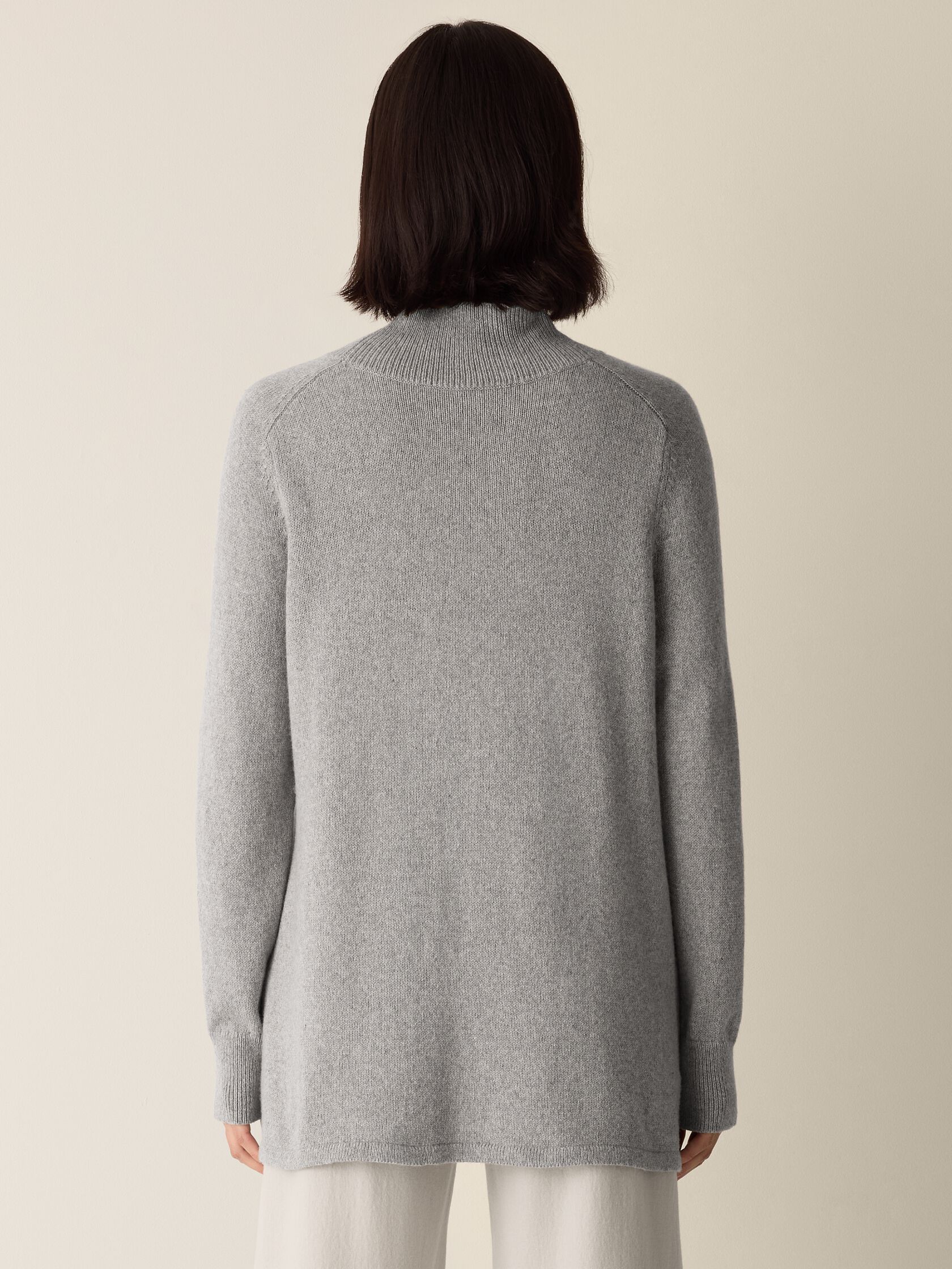 Cotton & Recycled Cashmere Turtleneck Long Top