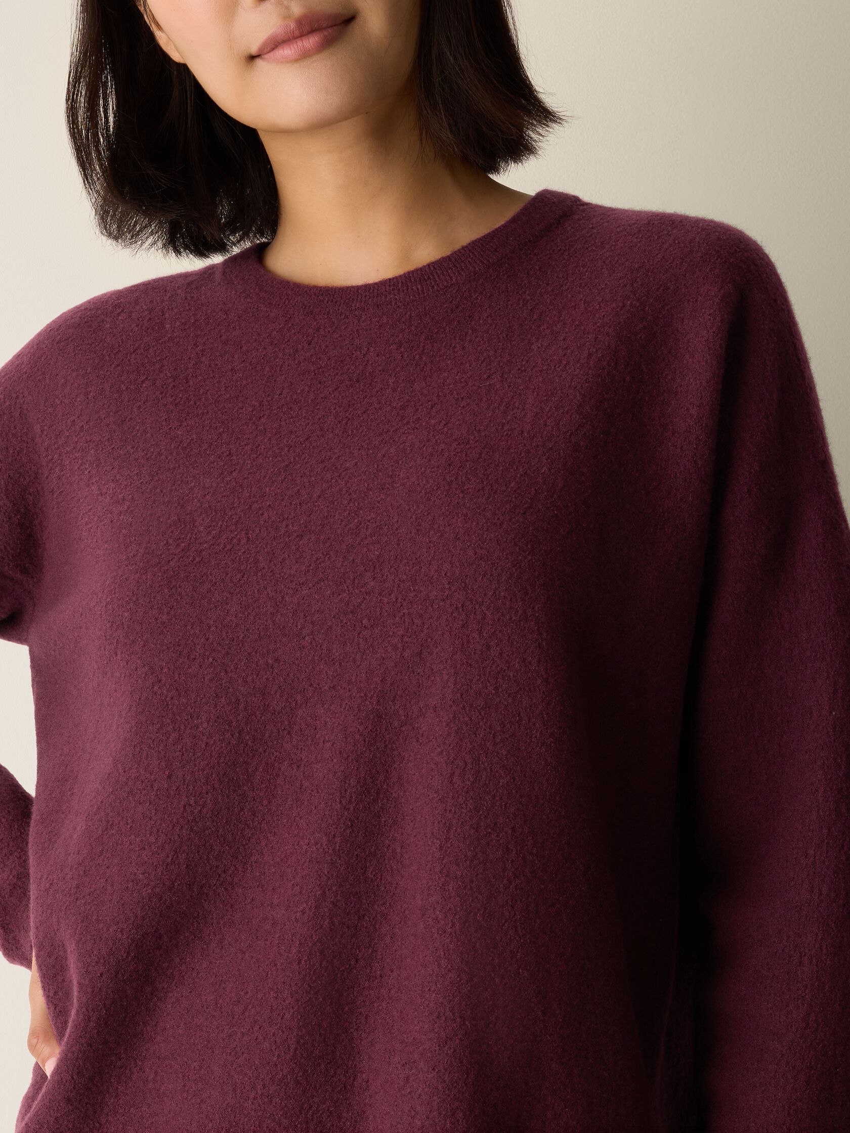 Fine Felted Wool Crew Neck Top in Regenerative Wool