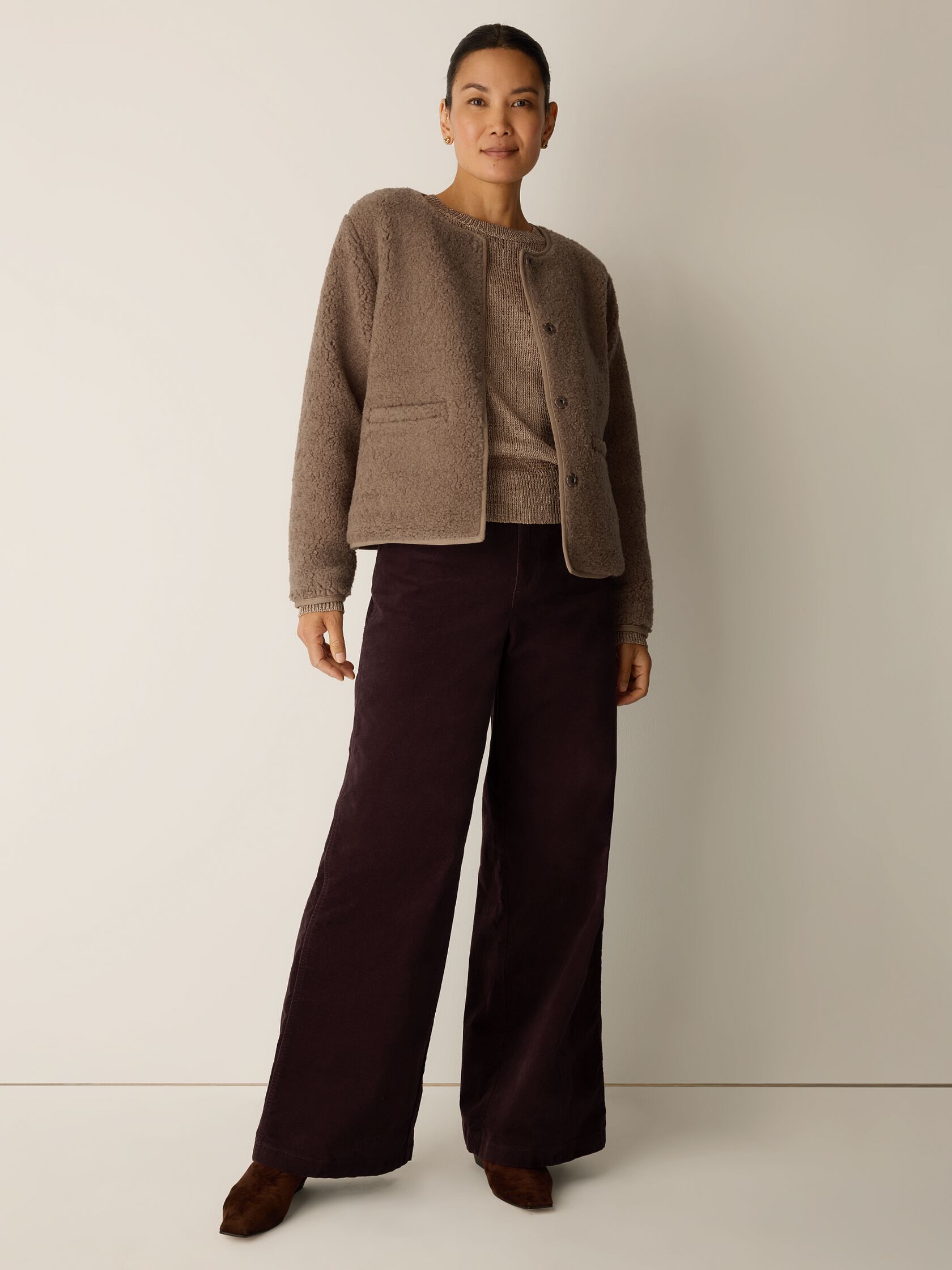 Wool Fluff Round Neck Jacket