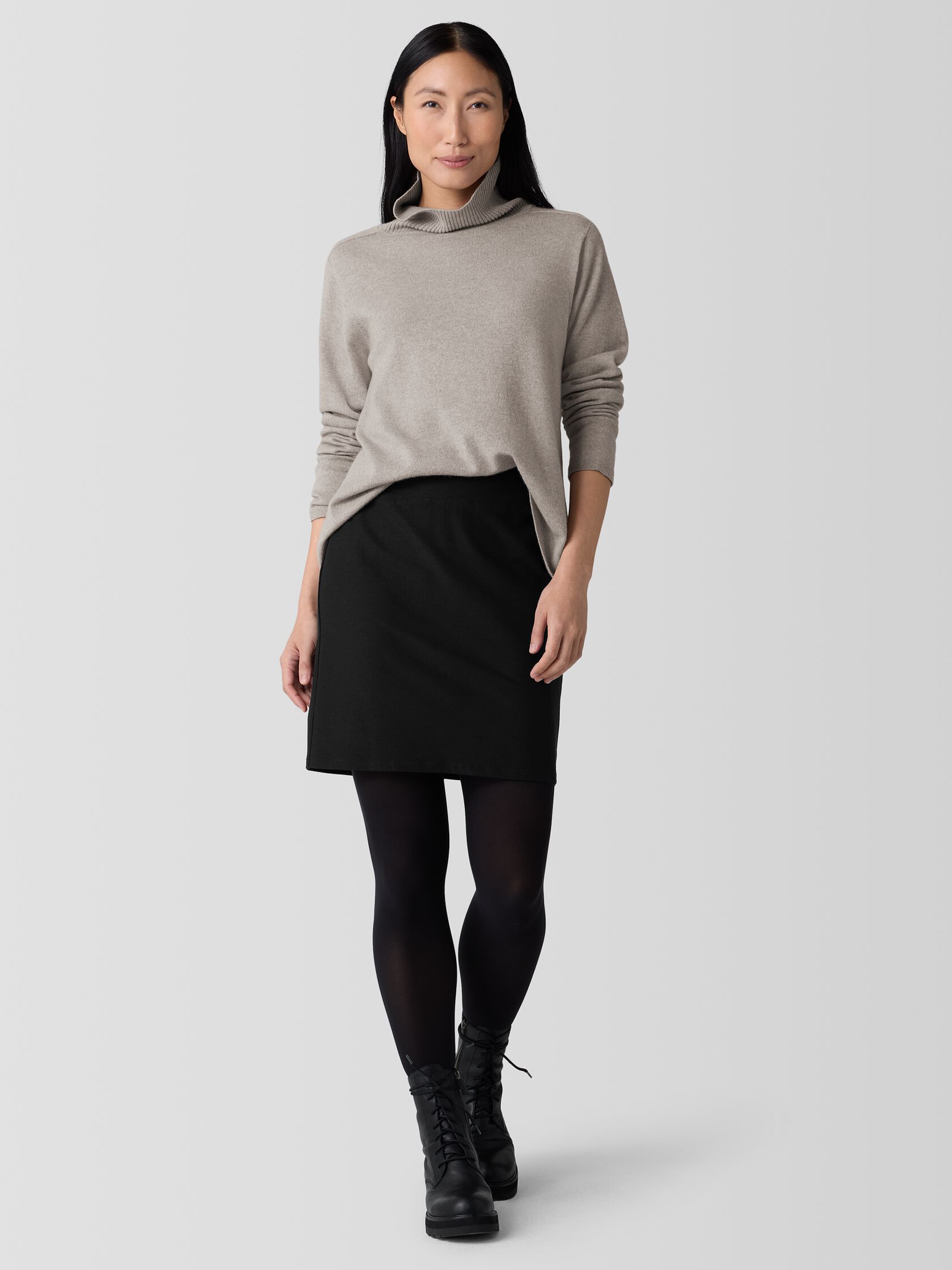 Washable Stretch Crepe Mini Skirt