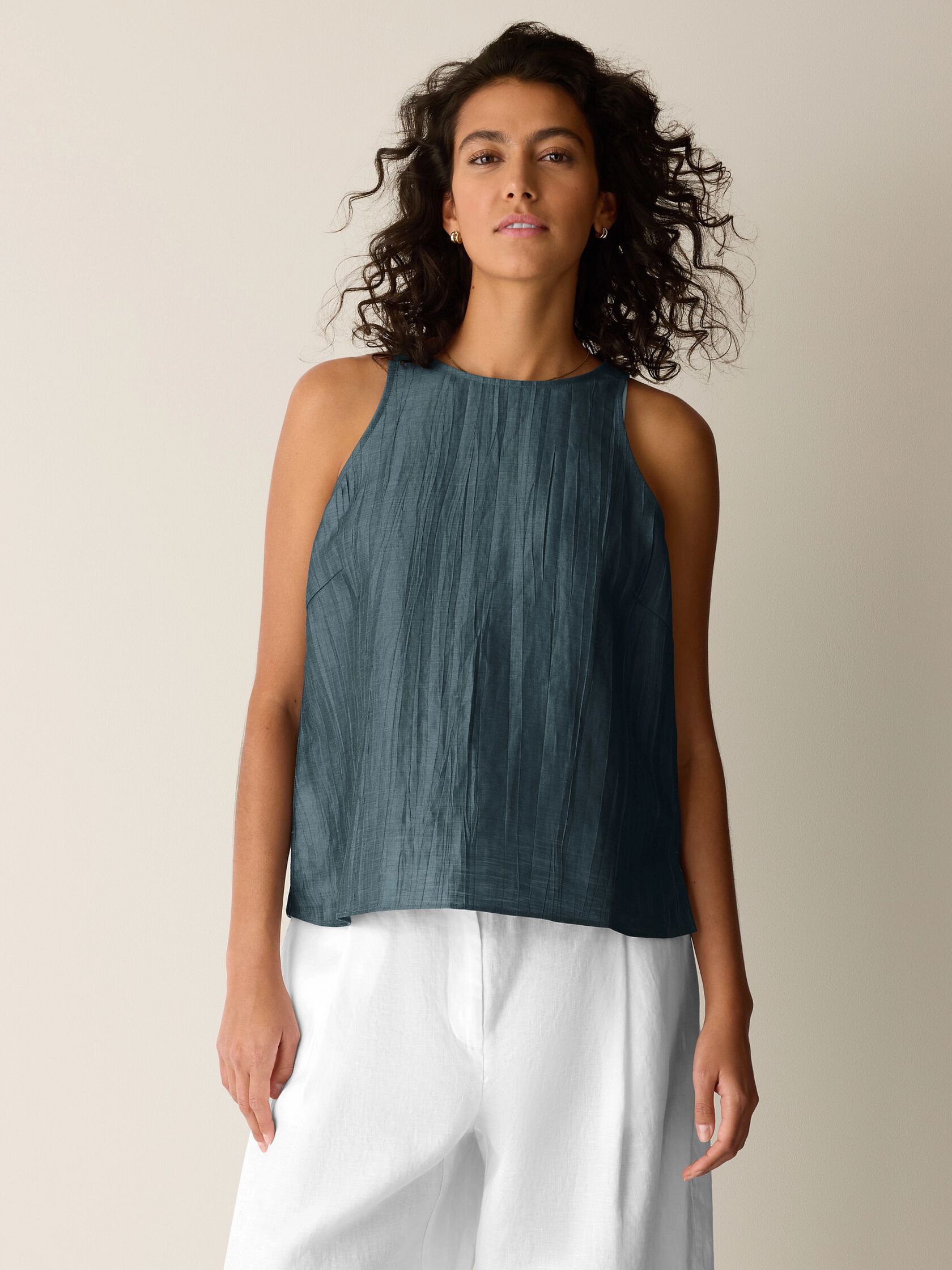 Linen Sheen Halter Neck Top