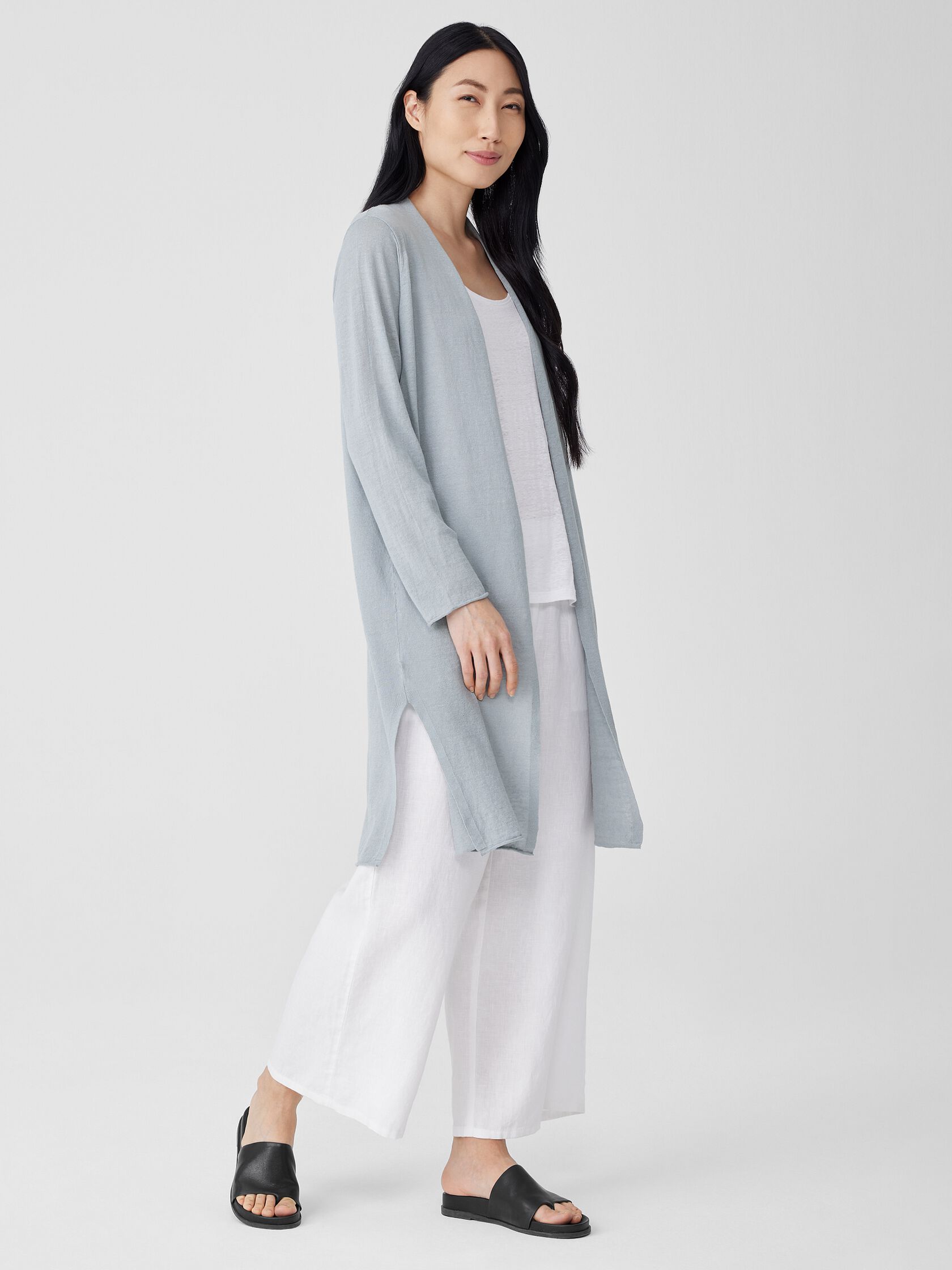 Organic Linen Cotton Jersey Long Cardigan