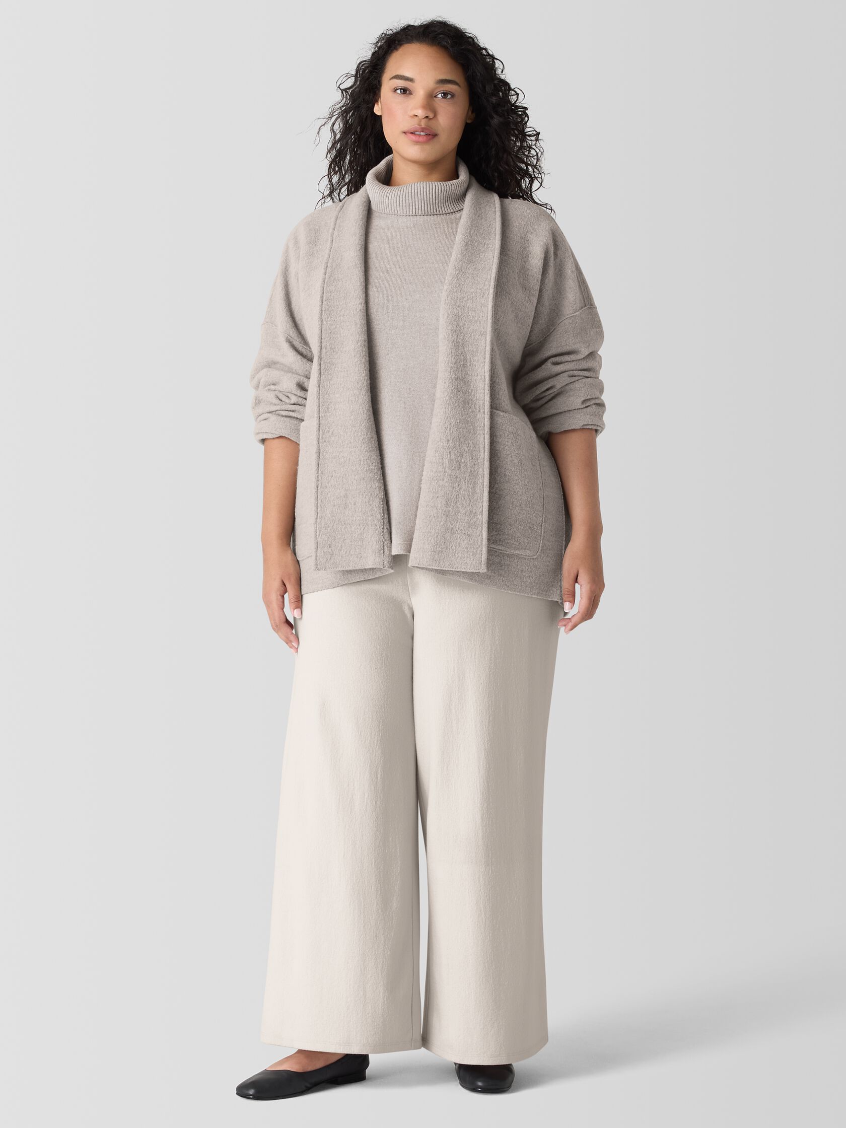 Lightweight Boiled Wool High Collar Jacket in Regenerative Wool