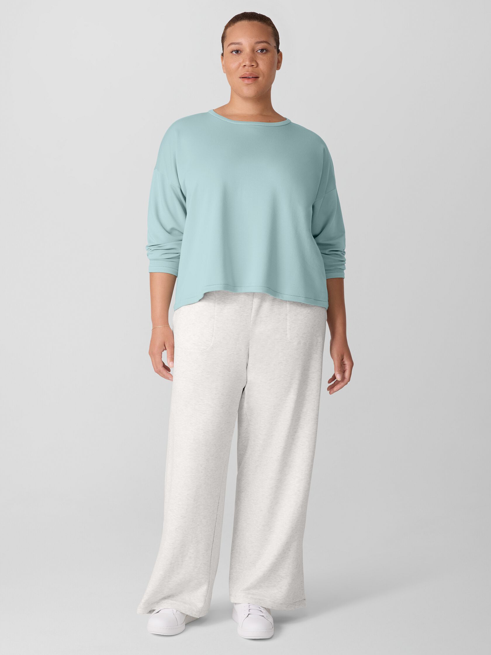 Cozy Brushed Terry Hug Round Neck Box-Top