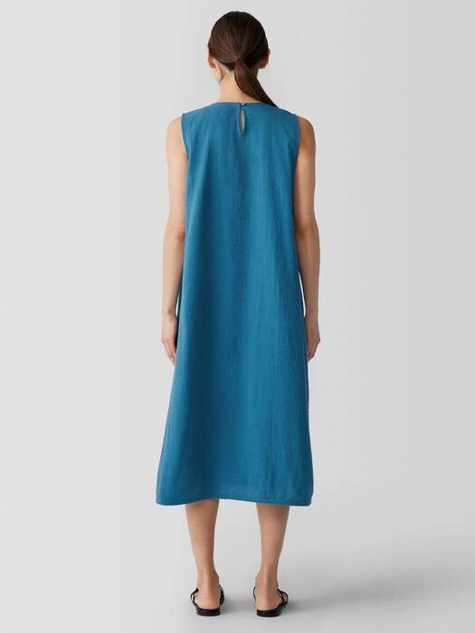 eileen fisher linen lantern dress Eileen Fisher - Women's Organic Cotton Pucker Check Lantern Dress - Black