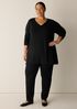Fine Stretch Jersey Knit V-Neck Long Top