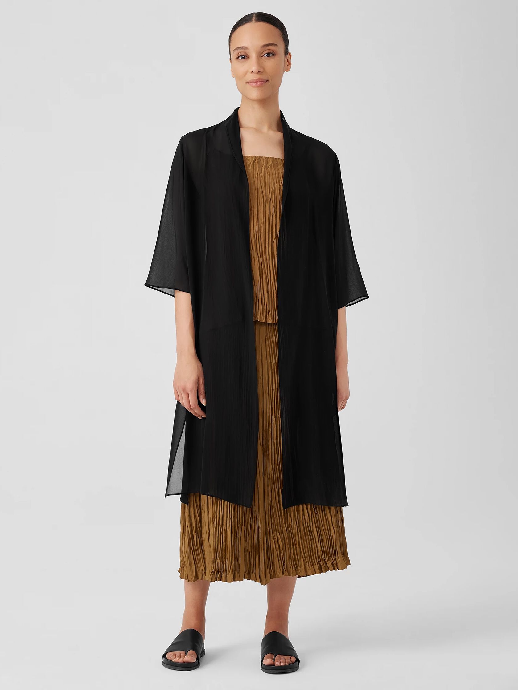 Sheer Silk Georgette High Collar Jacket
